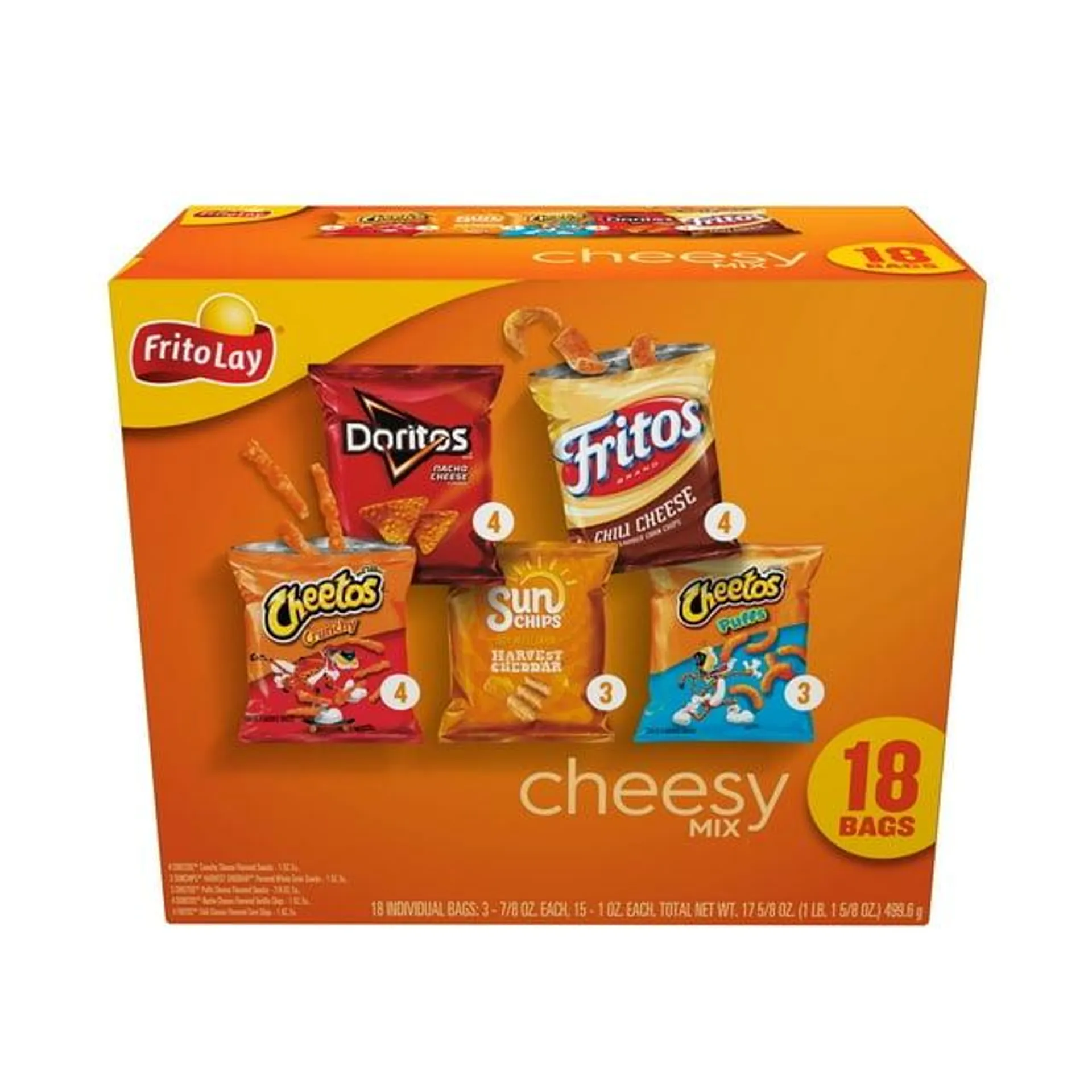 Frito-Lay Cheesy Snack Chips Variety Pack, 18 Count Multipack Box