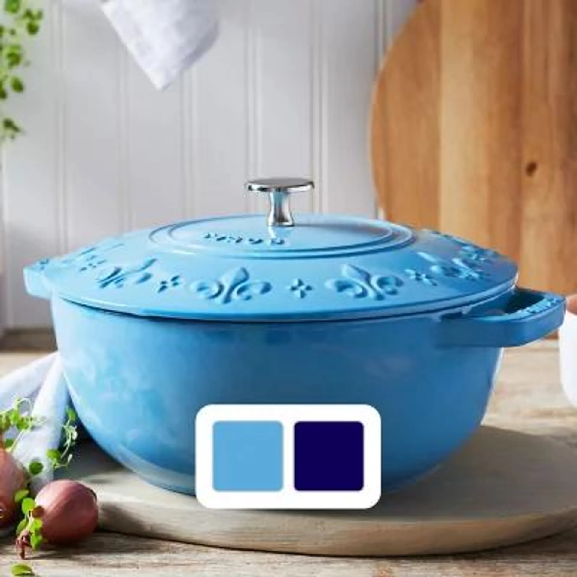 Staub Enameled Cast Iron 3.75-Quart Essential Fleur De Lis Cocotte, Choose Color