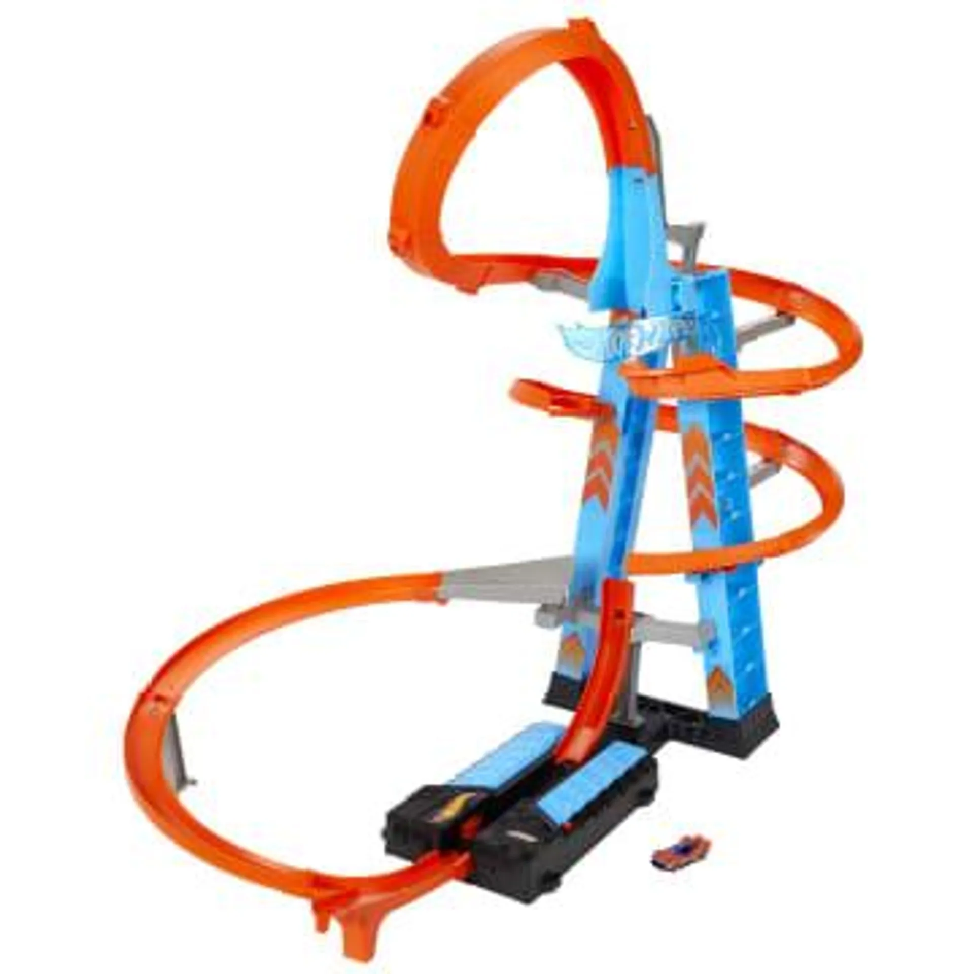 Hot Wheels Sky Crash Tower Track Set, 2.5+ Ft / 83 Cm High, Motorized Booster & 1 Car