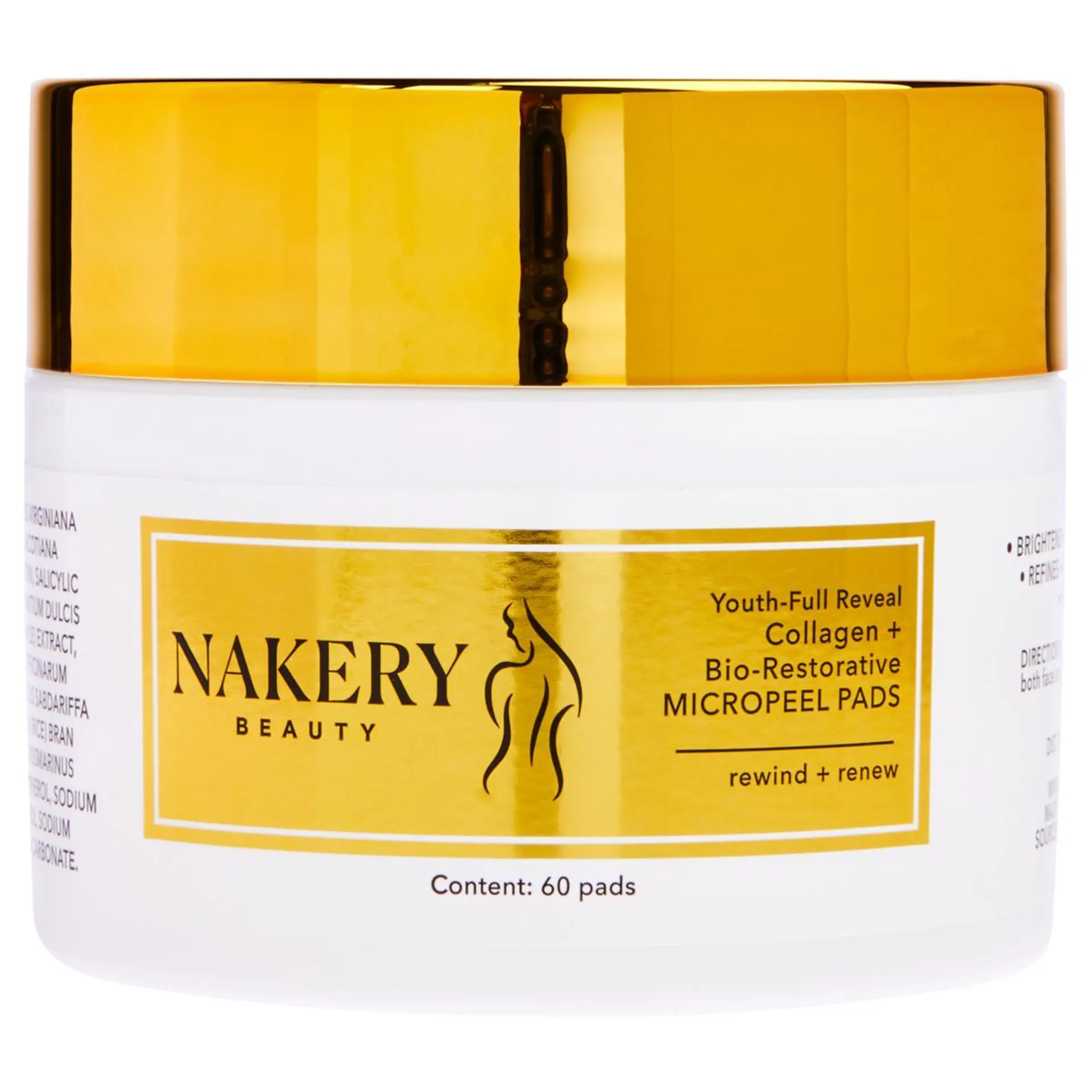 Nakery Beauty 60-count Exfoliating Collagen Pads for Face & Body