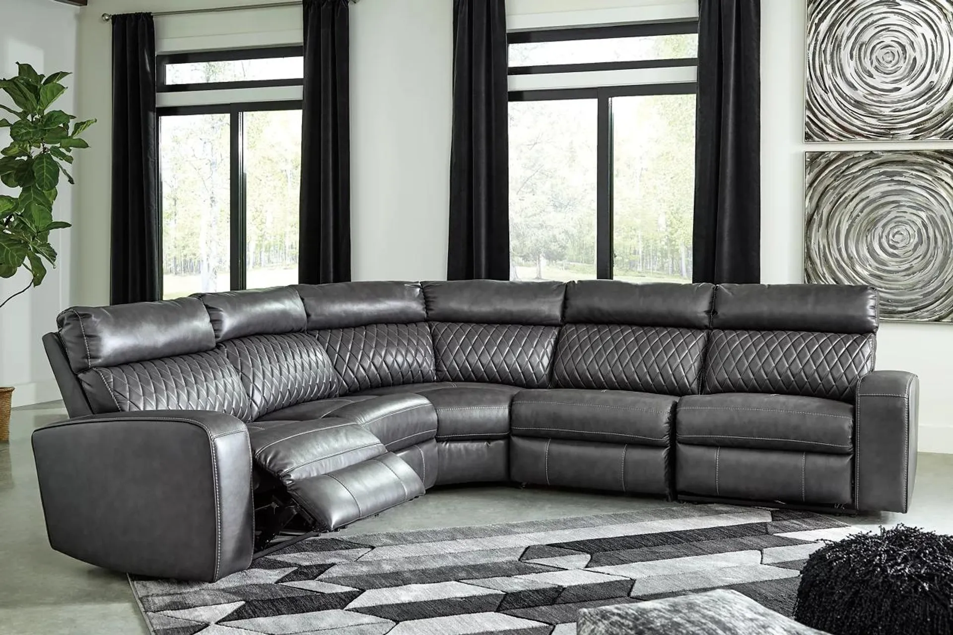 Samperstone 5-Piece Power Reclining Modular Sectional