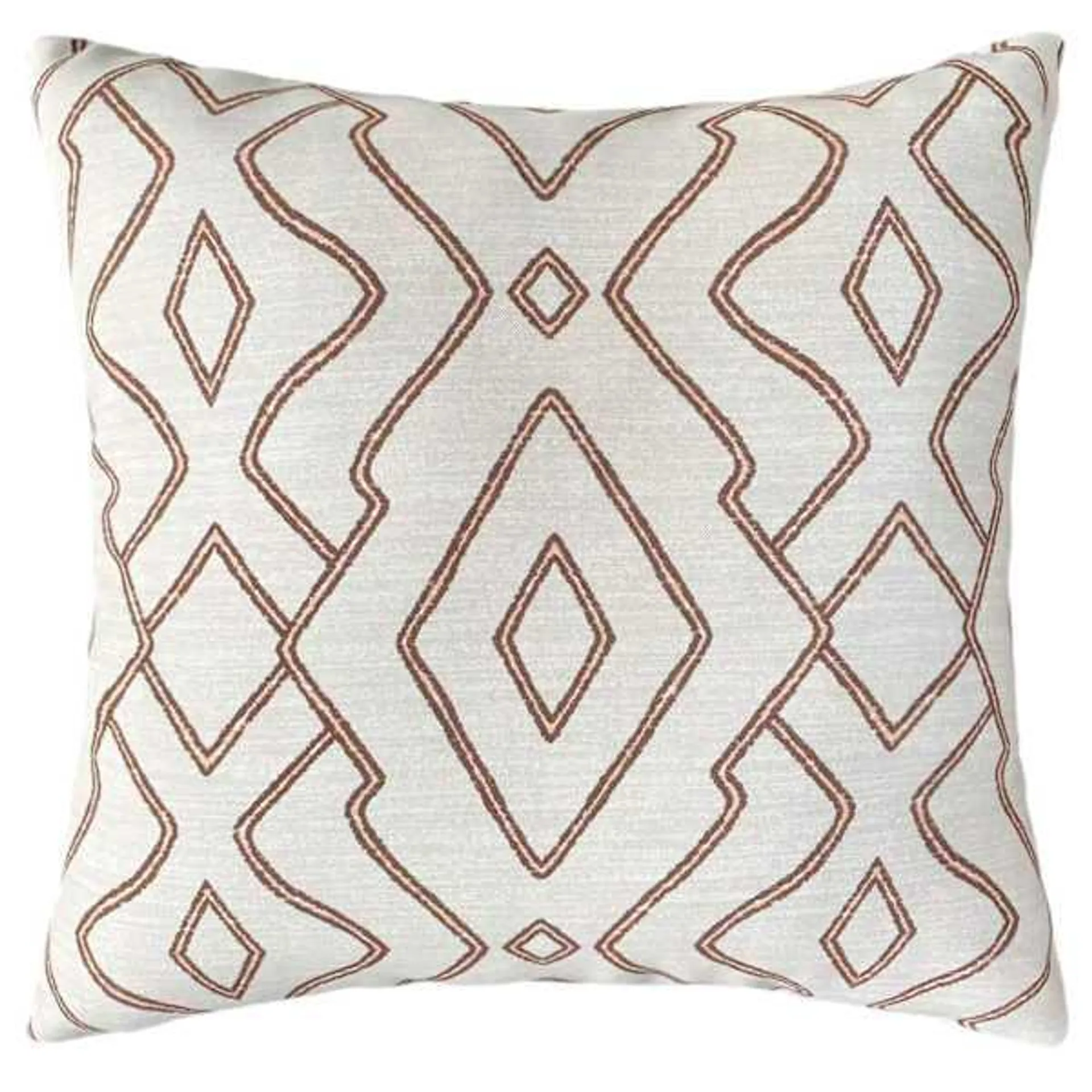 Tracey Boyd White & Brown Diamond Square Outdoor Throw Pillow, 17"