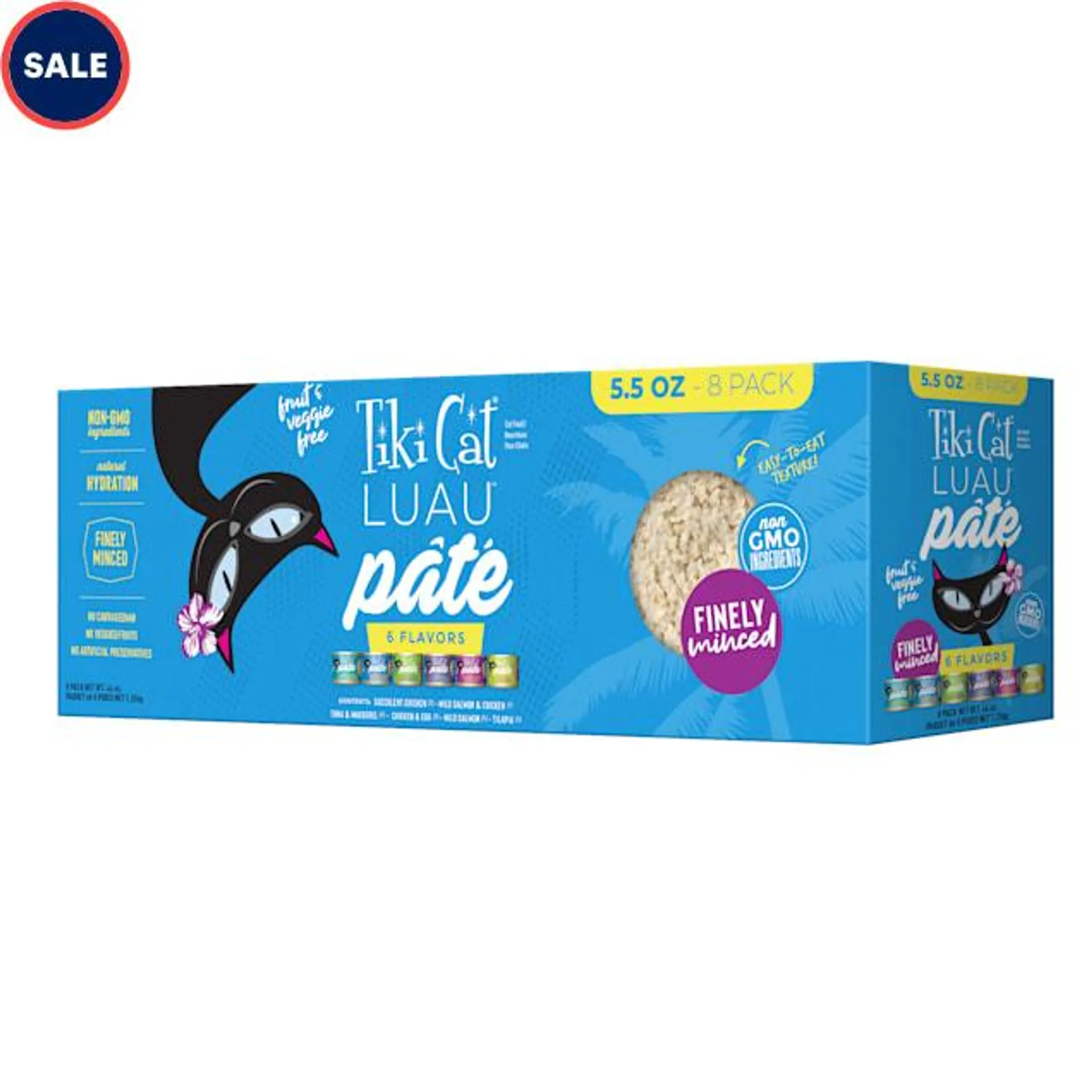 Tiki Cat Luau Pate Variety Pack Wet Cat Food, 5.5 oz., Count of 8