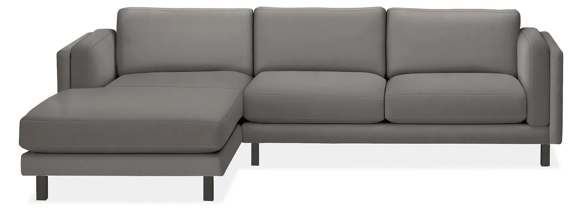 Cade 114" Sofa with Left-Arm Chaise in Dawson Charcoal with Ebony Legs