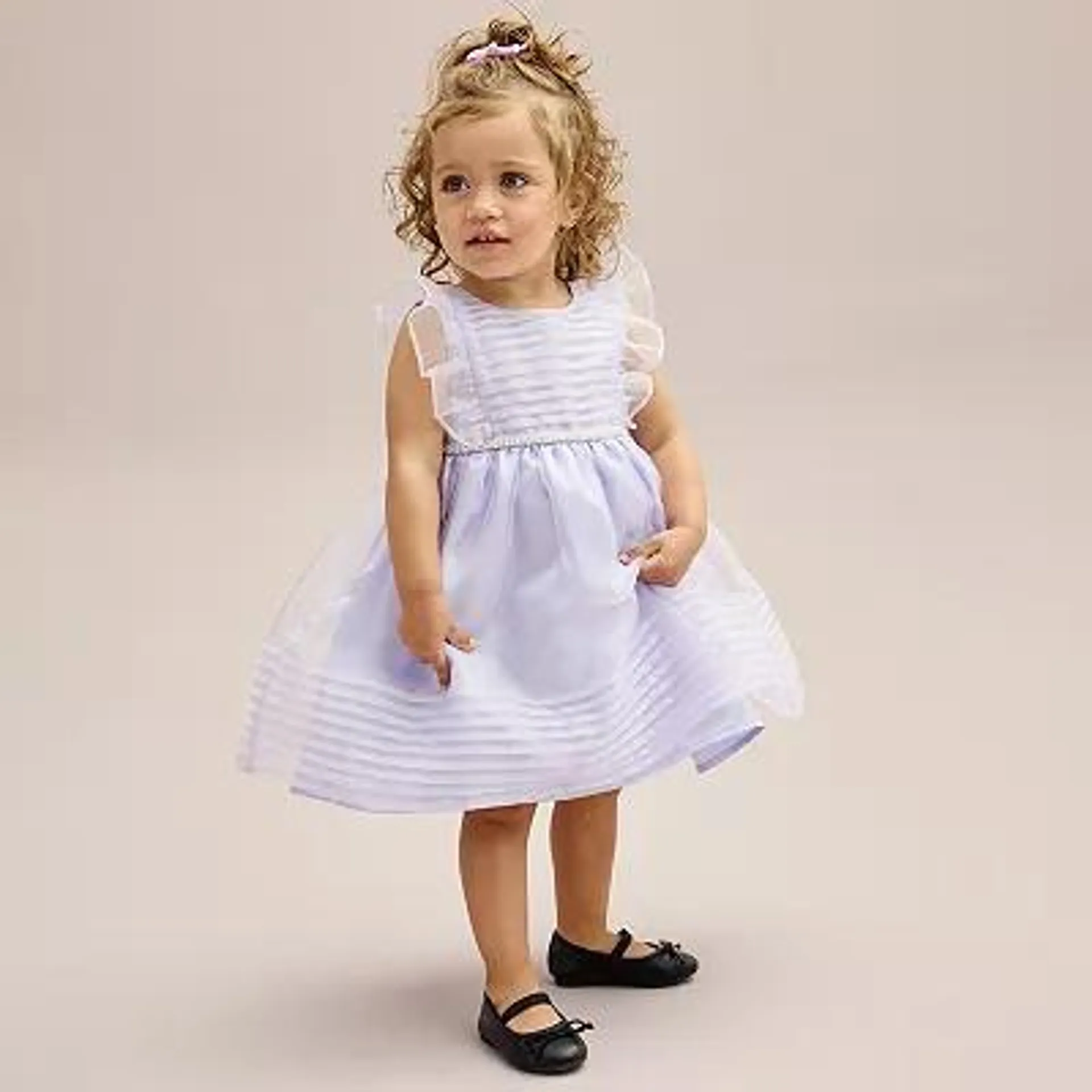 Toddler Girl Blueberi Boulevard Ruffle Trim Ribbed Fit and Flare Dress