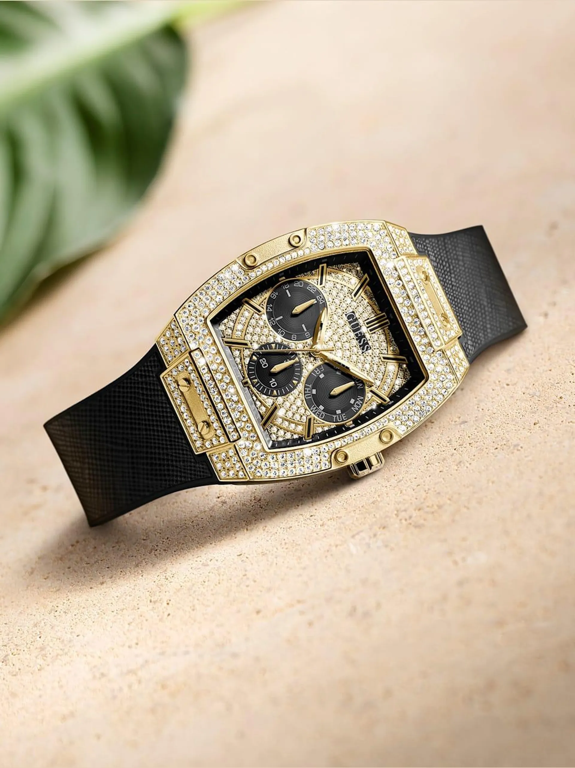 Gold-Tone Crystal Multifunction Watch