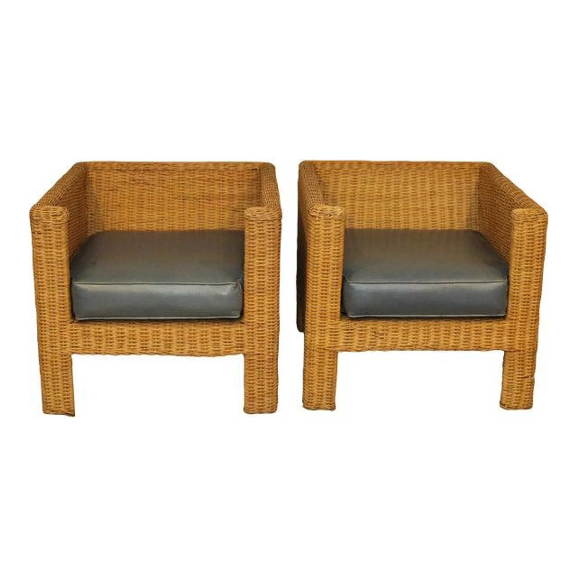 Vintage Wicker Club Chairs- Set of 2