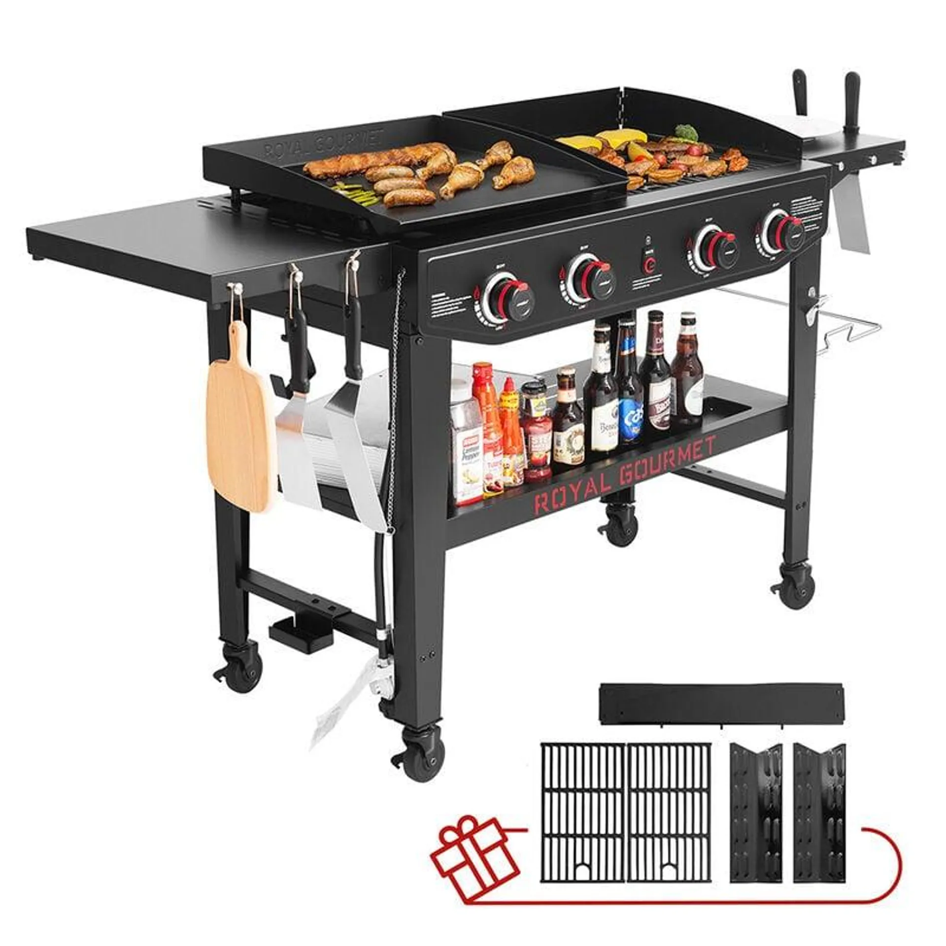 Royal Gourmet 4-Burner Gas Grill and Griddle Combo Package