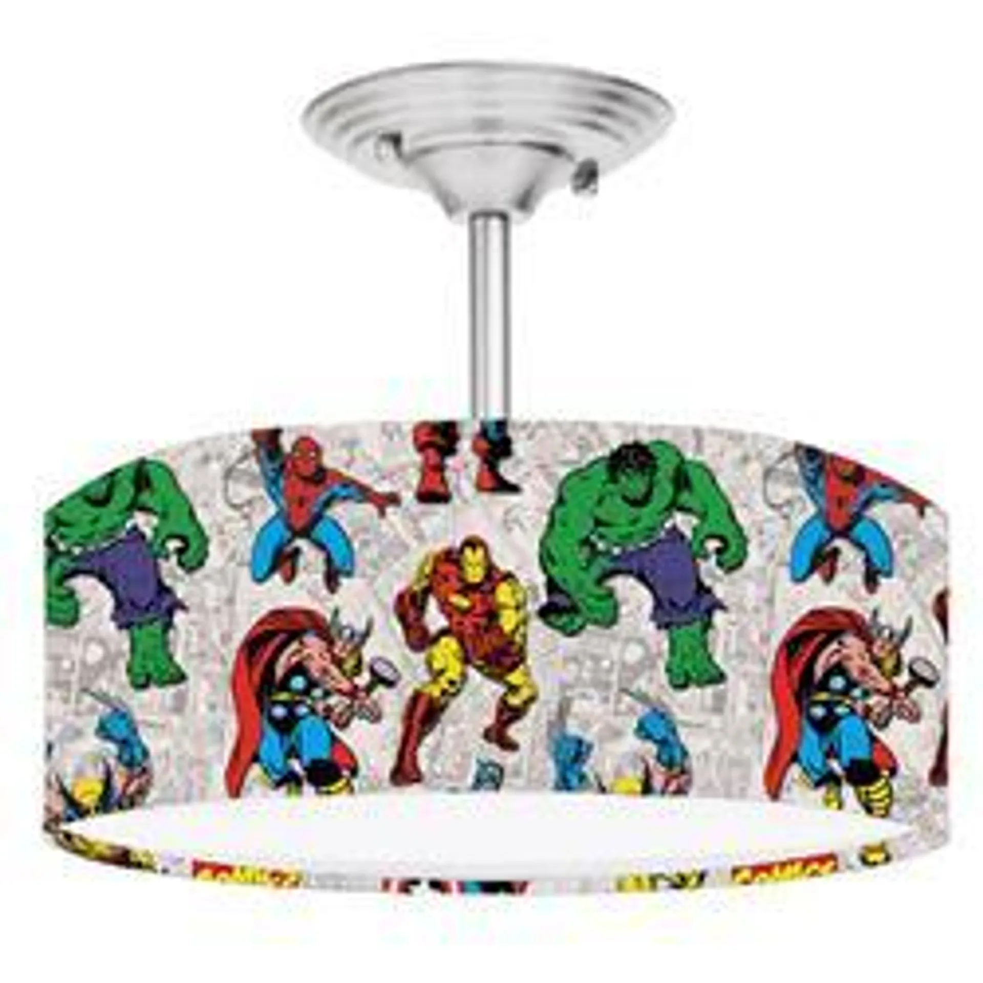 888 Cool Fans DR-0001102 Avengers Marvel Super Hero 2-Light Brushed Nickel Drum Style LED Lamp Fixture