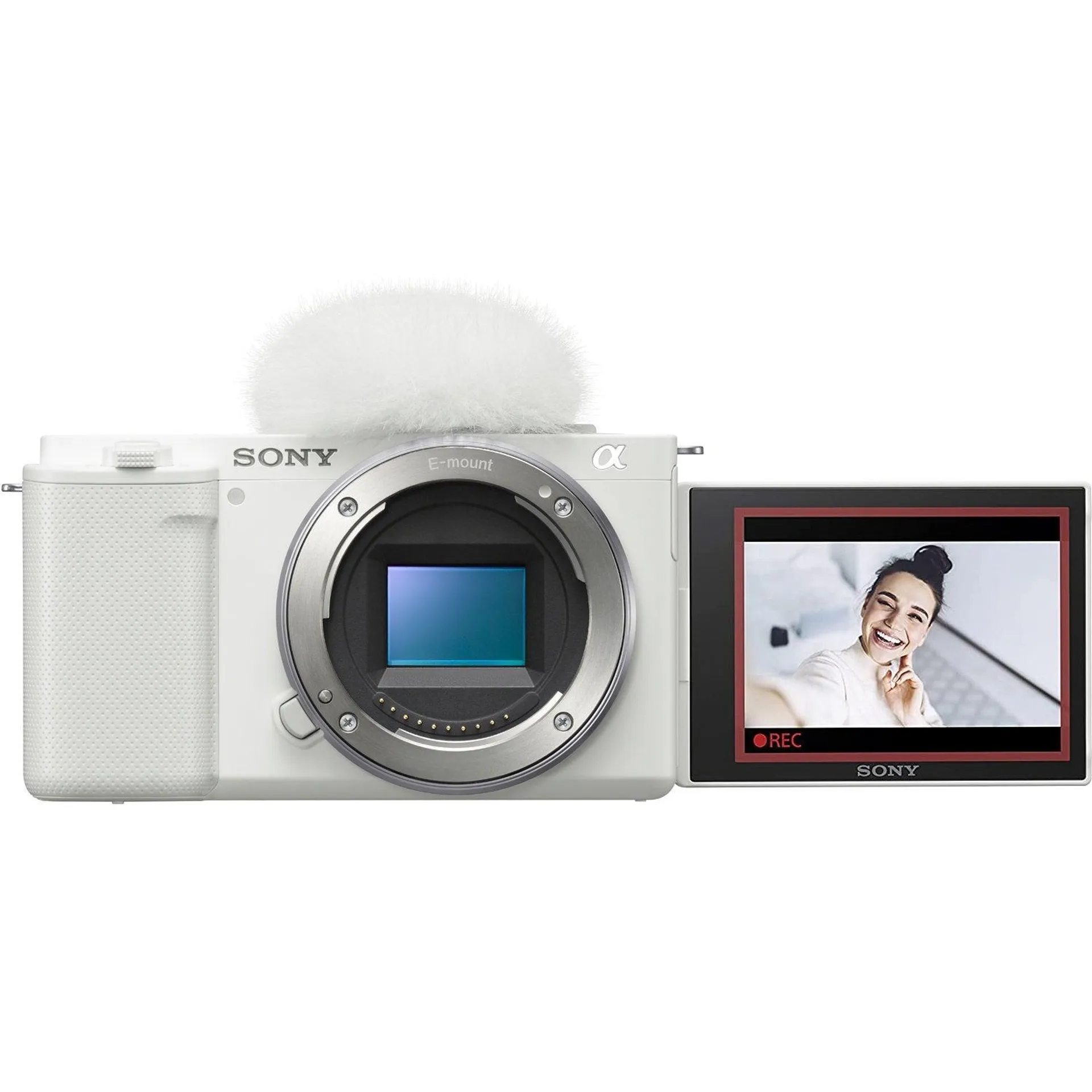 Sony Alpha ZV-E10 APS-C Interchangeable Lens Mirrorless Vlog Camera, White Body Only