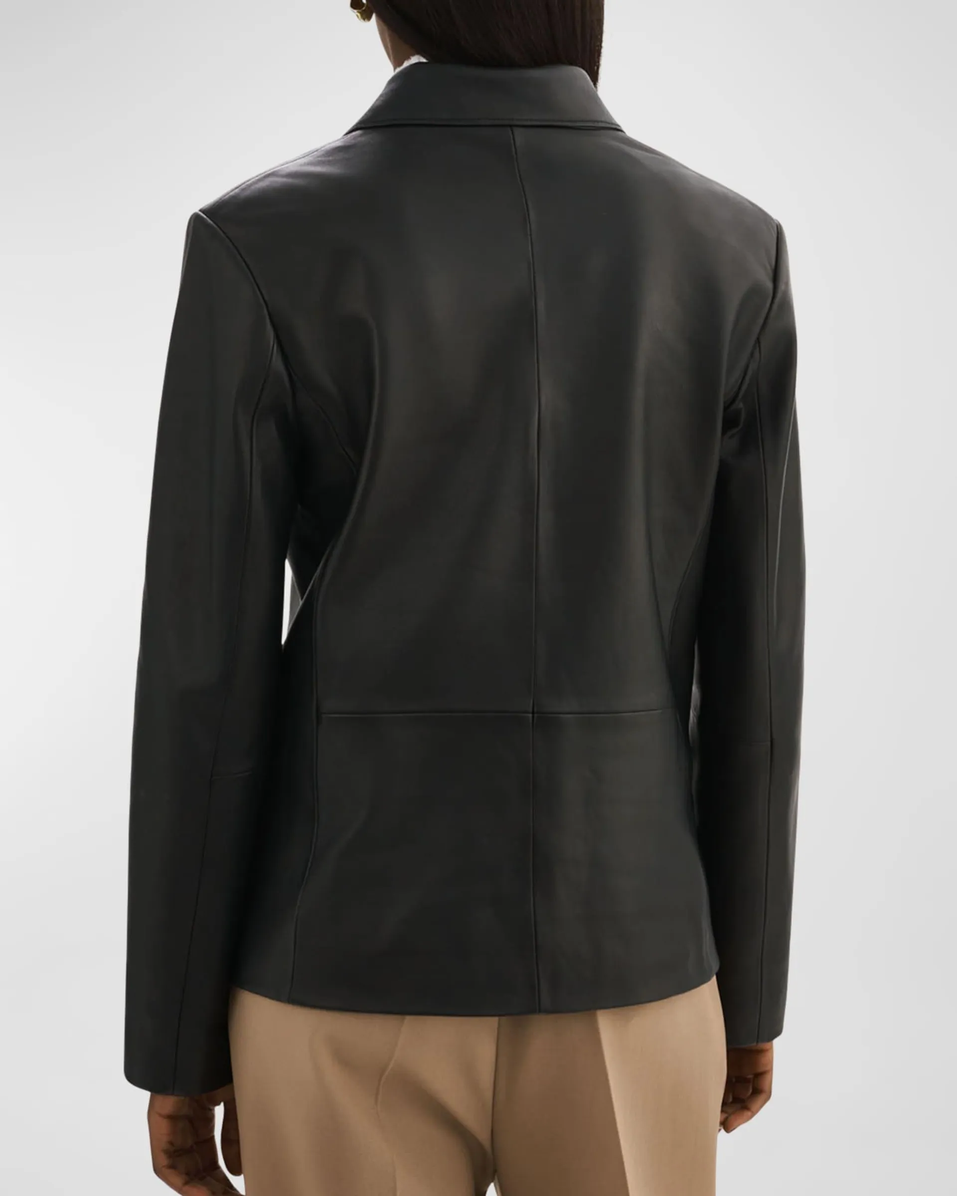 Elza Notched-Collar Leather Jacket