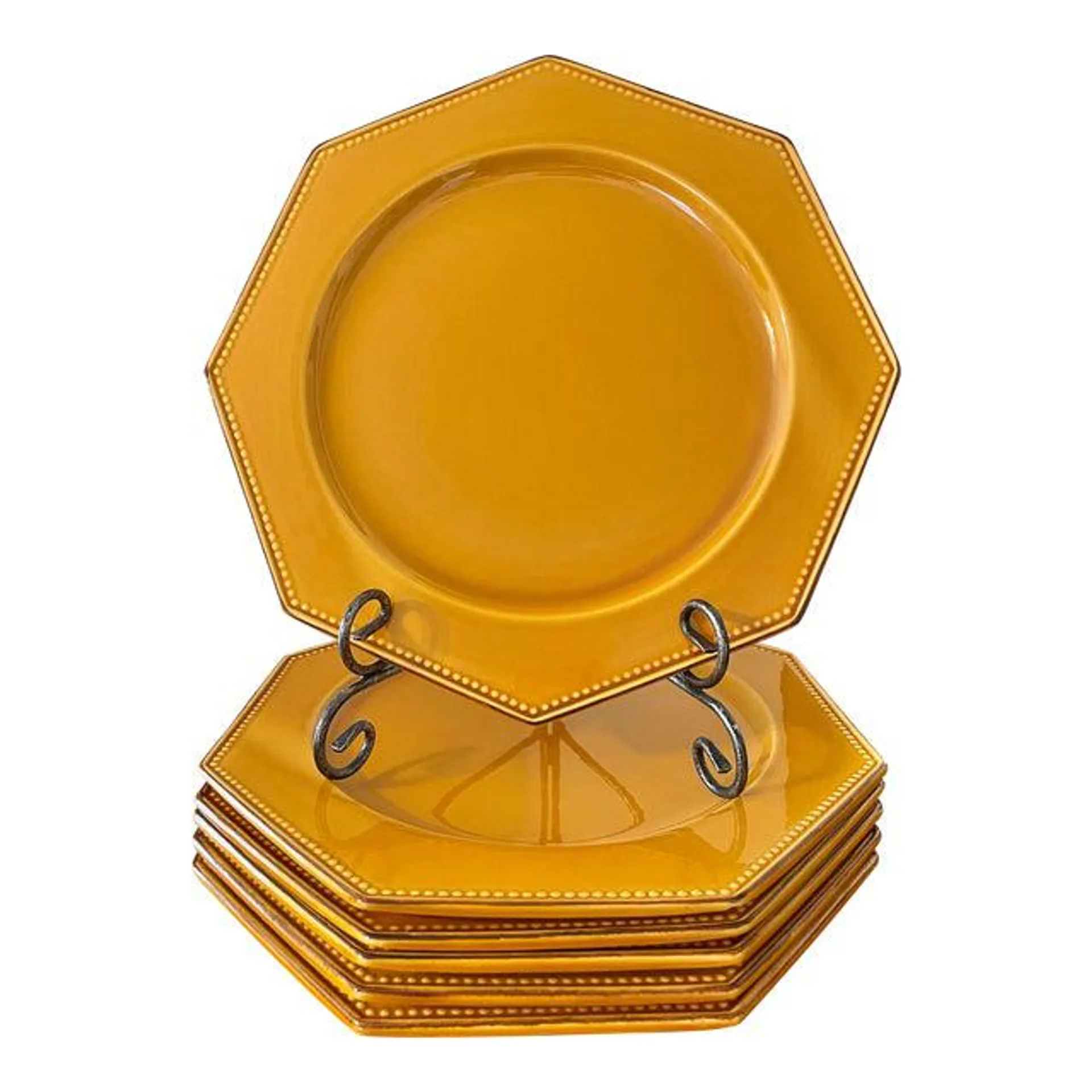 Vintage French Handmade Le Poet Laval Orange Charger Platters - Set of 6