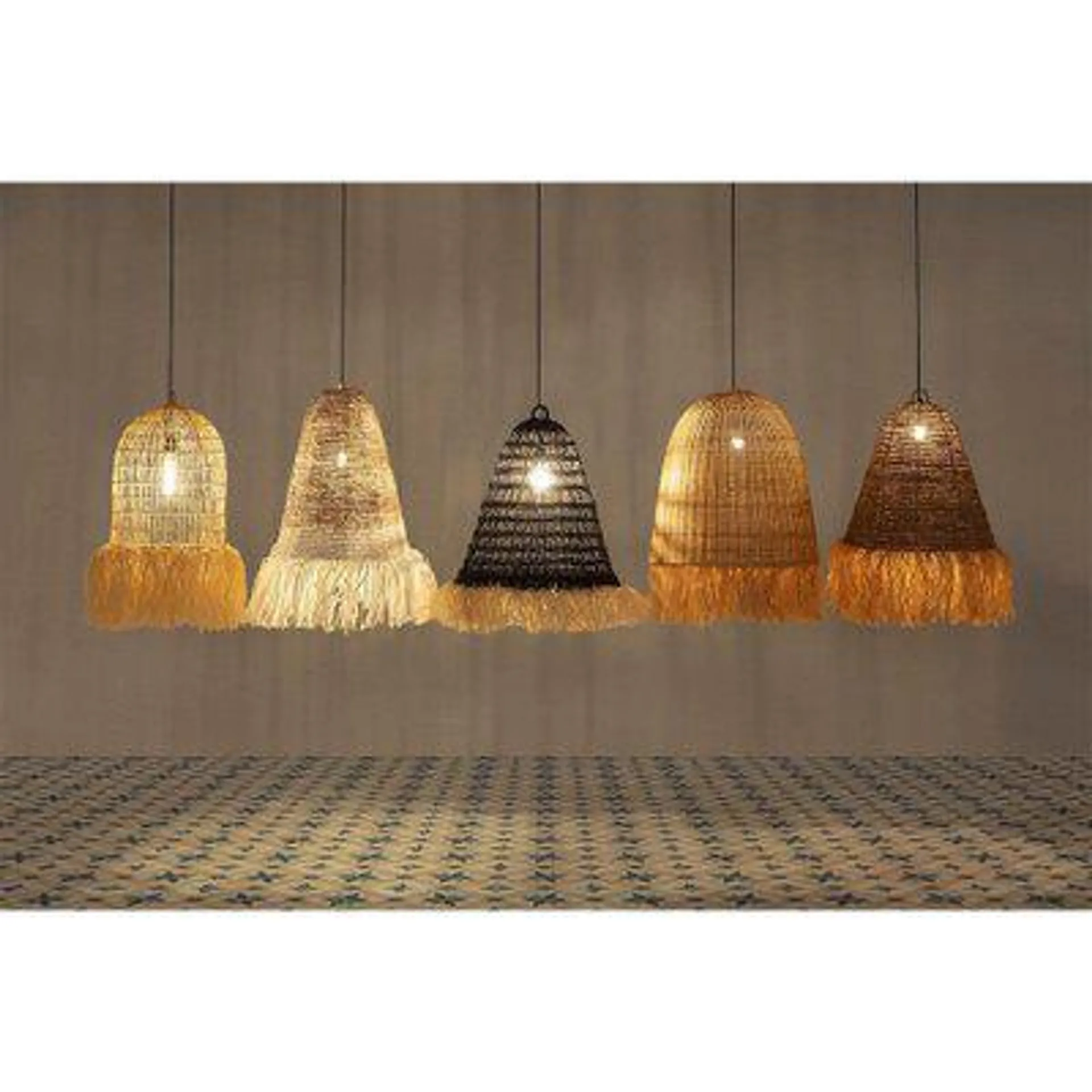Natural Sisal and White Raffia Ceiling Lamp by Thai Natura
