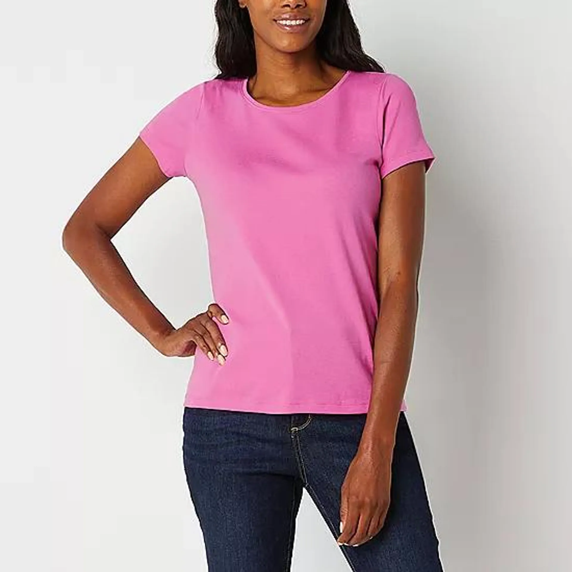 St. John's Bay Womens Crew Neck Short Sleeve T-Shirt