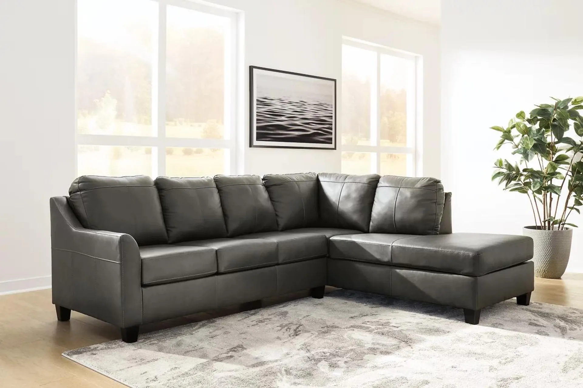 Valderno 2-Piece Leather Sectional with Chaise