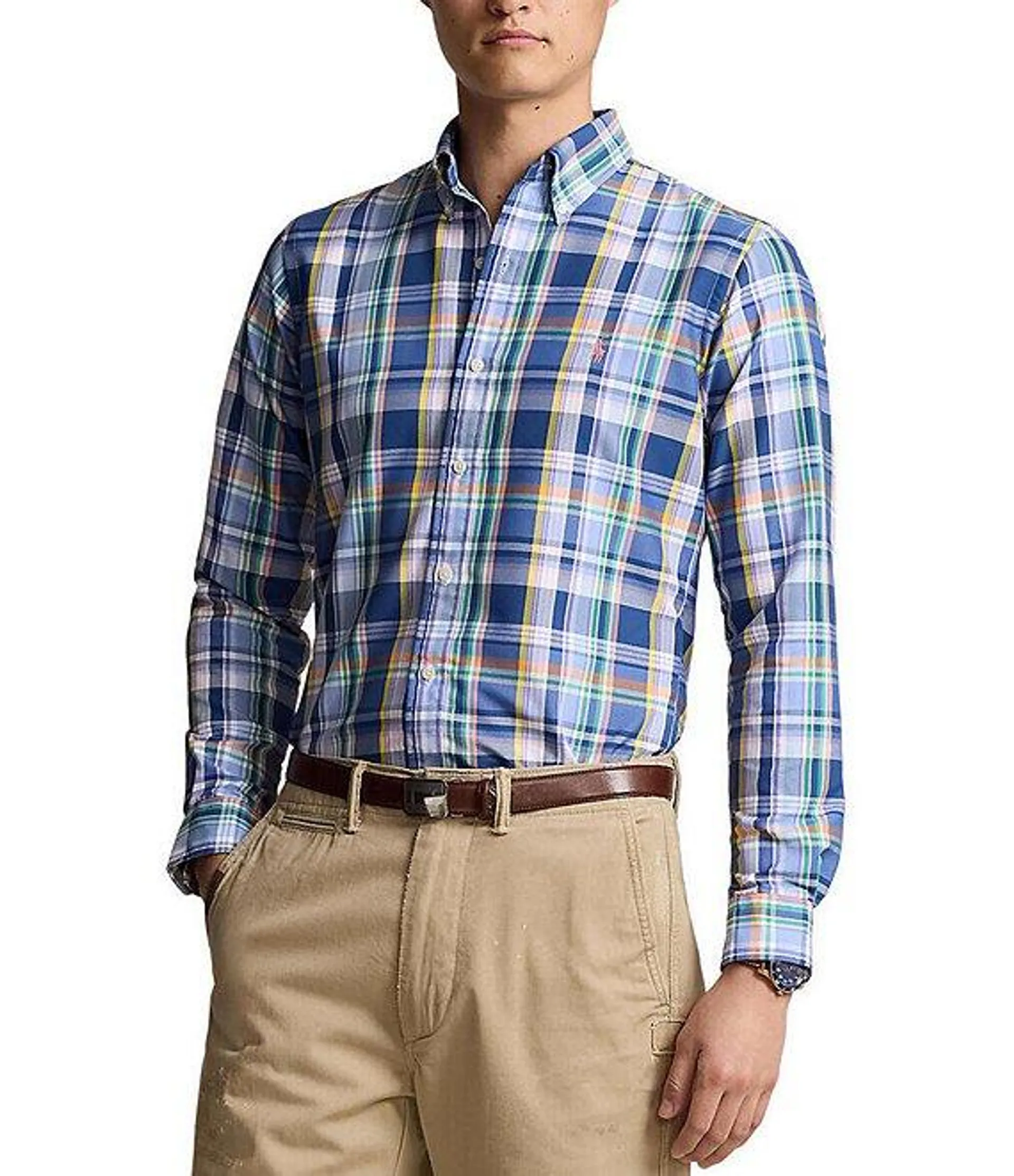 Classic Fit Plaid Oxford Long-Sleeve Woven Shirt