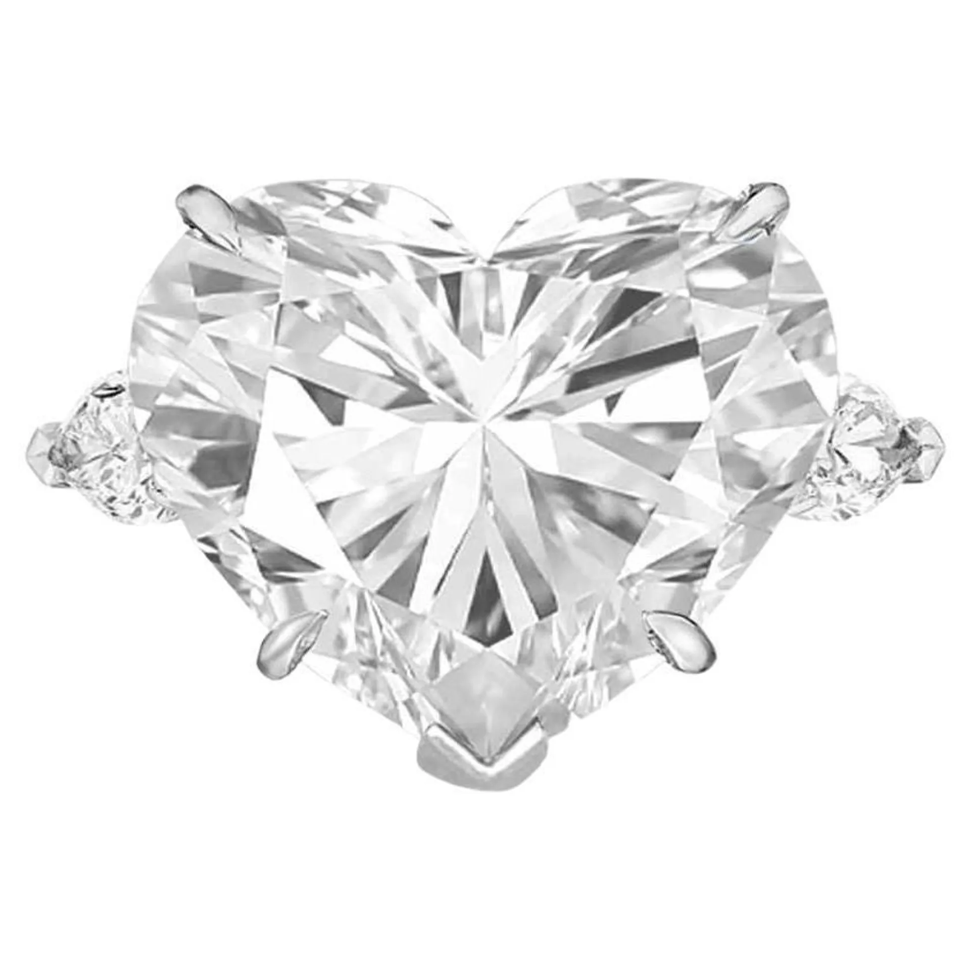 GIA Certified 6.04 Carat Heart Diamond Cut Platinum Ring with Pear Cut Diamond