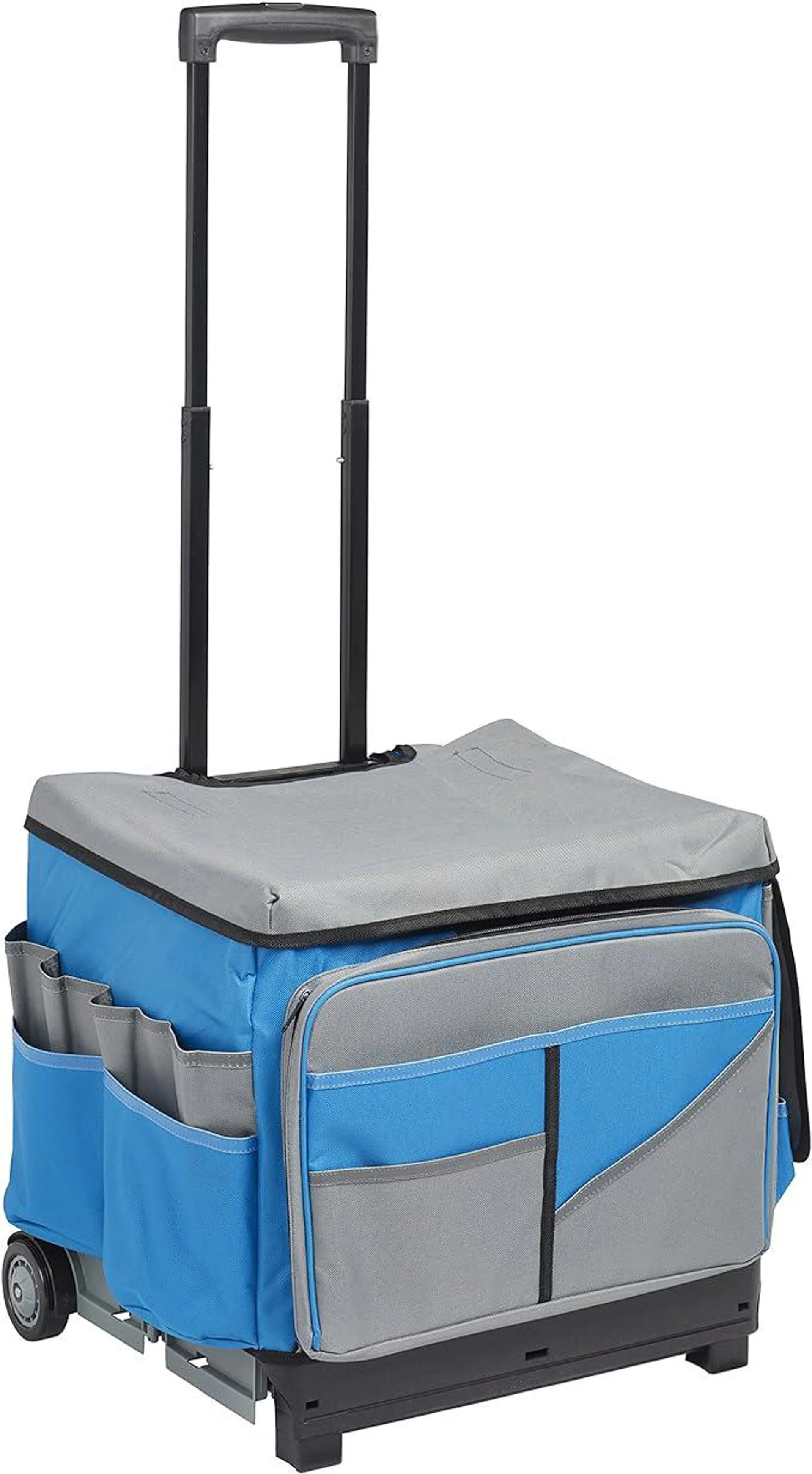 ECR4Kids Universal Rolling Cart with Canvas Organizer Bag, Mobile Storage, Blue/Grey