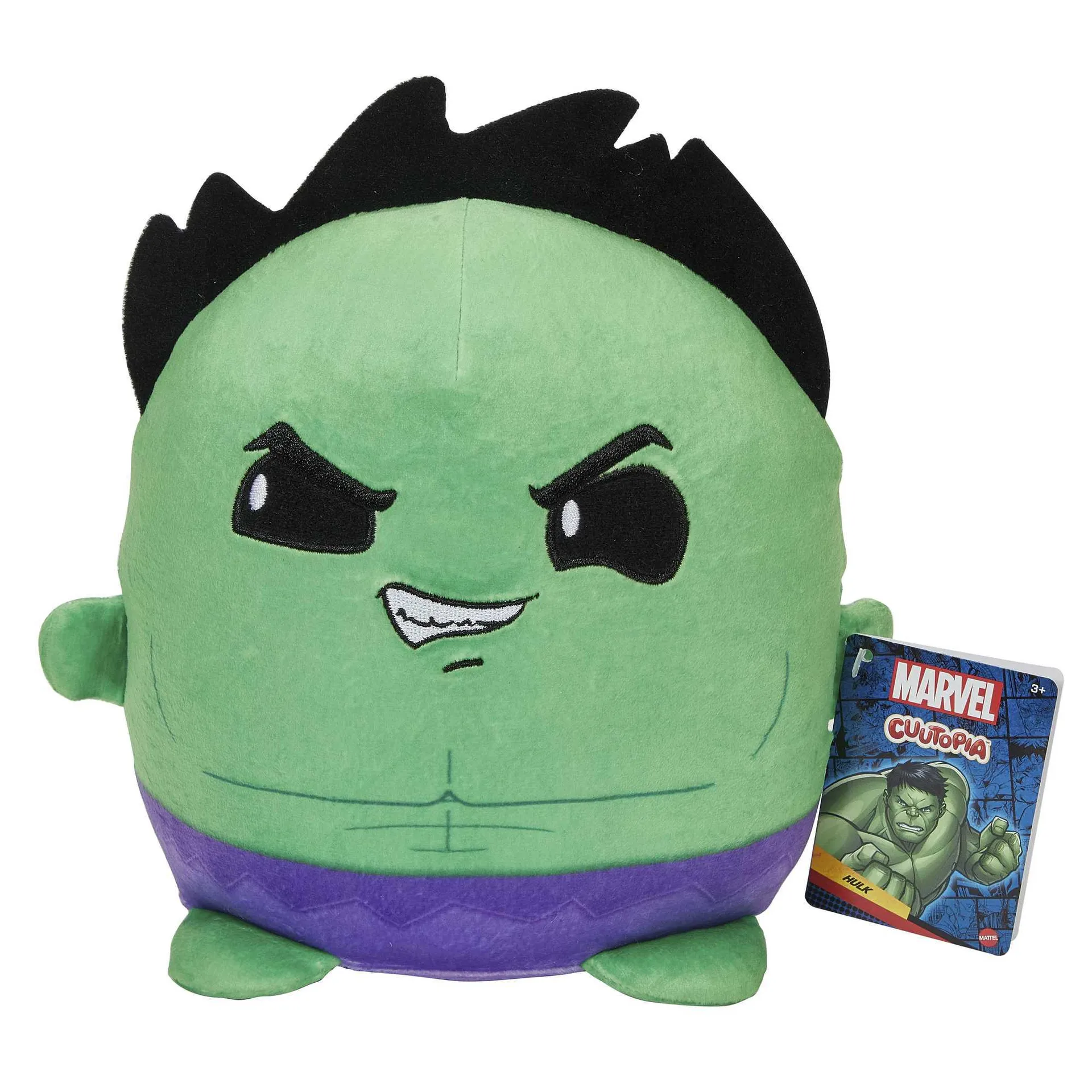 Marvel Cuutopia Plush Hulk, 10-In Soft Rounded Pillow Doll, Collectible Superhero Stuffed Animal