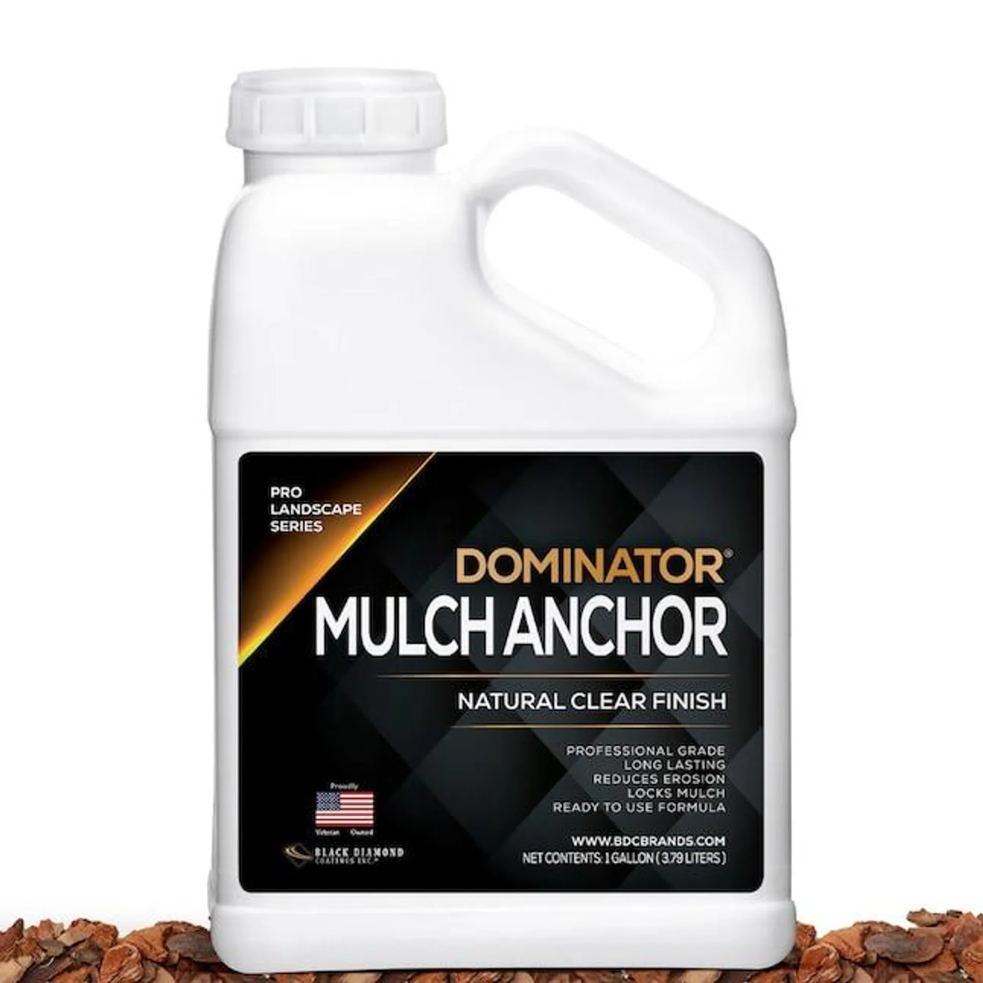 DOMINATOR Clear Finish Mulch Anchor - Mulch Glue & Gravel Binder - 1 Gallon - 150 Sq. Feet Coverage - Multi-Purpose Landscaping Solution