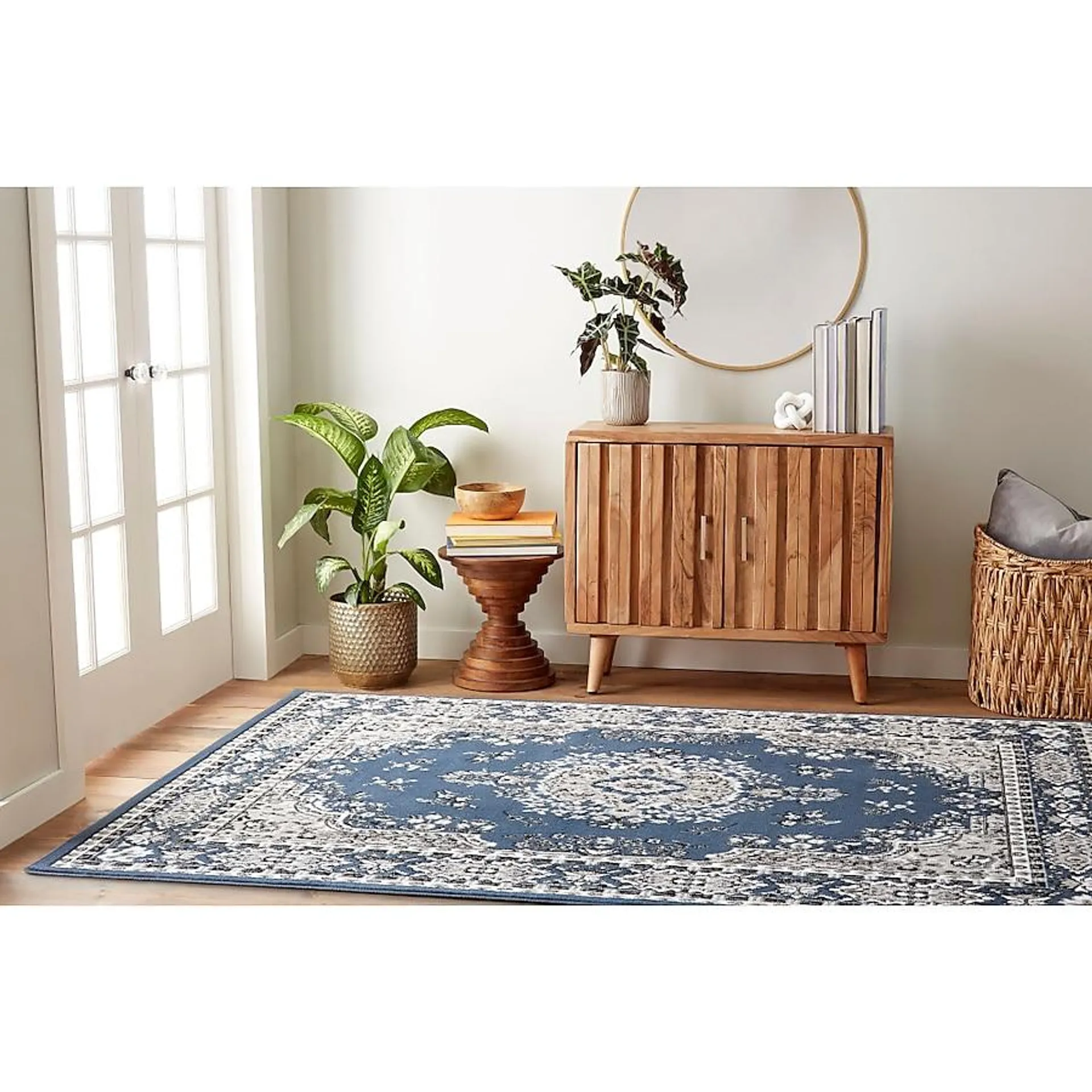 Home Dynamix Premium Sakarya 9 X 12 (ft) Blue/Ivory Indoor Medallion French Country Area Rug