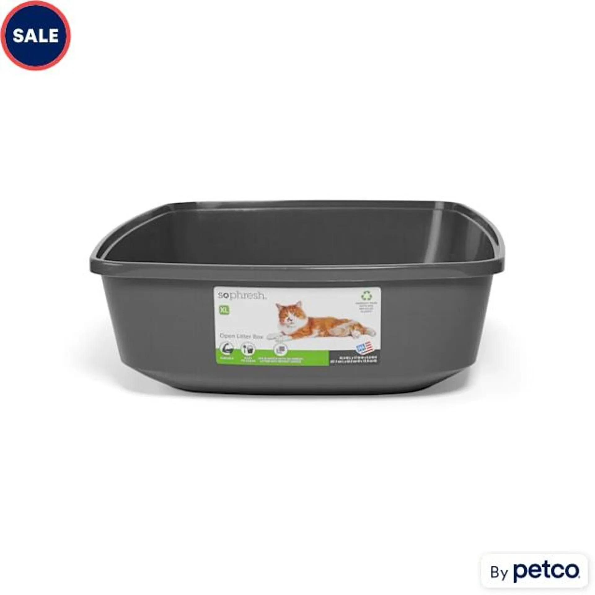 So Phresh Charcoal Open Cat Litter Box, 22.5" L X 17" W X 5.4" H