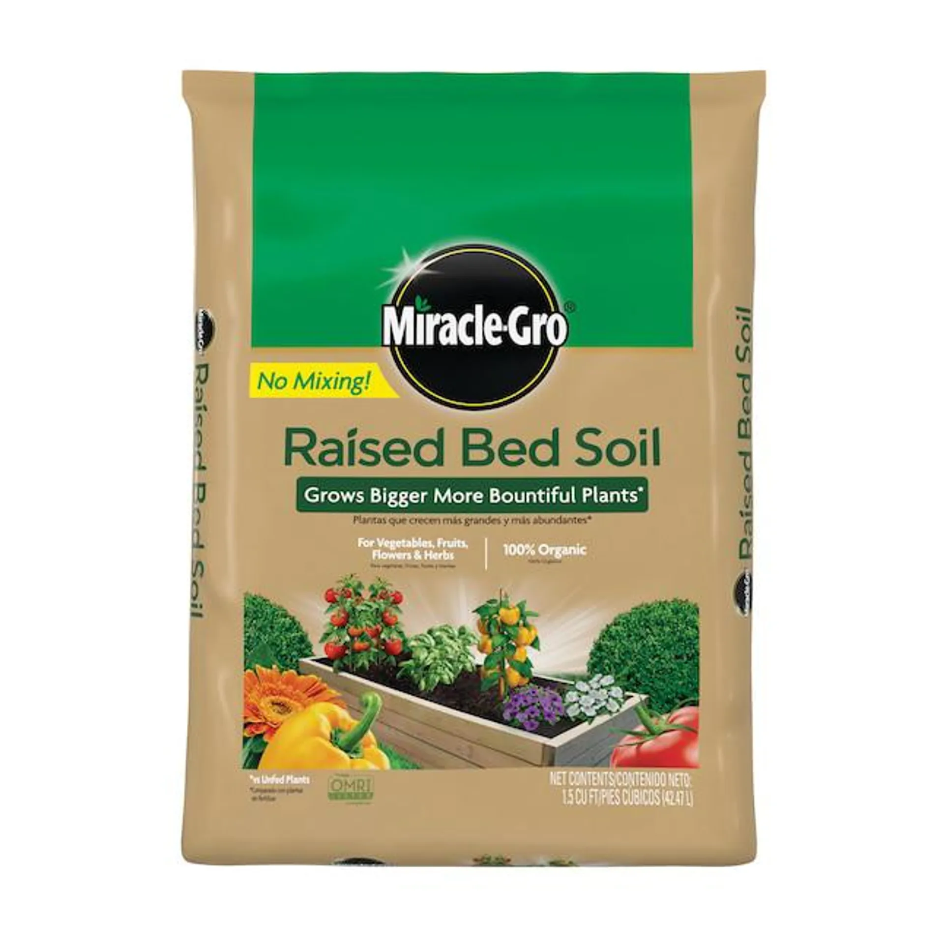 Miracle-Gro Fruit Flower and Vegetable Organic Raised Bed Soil