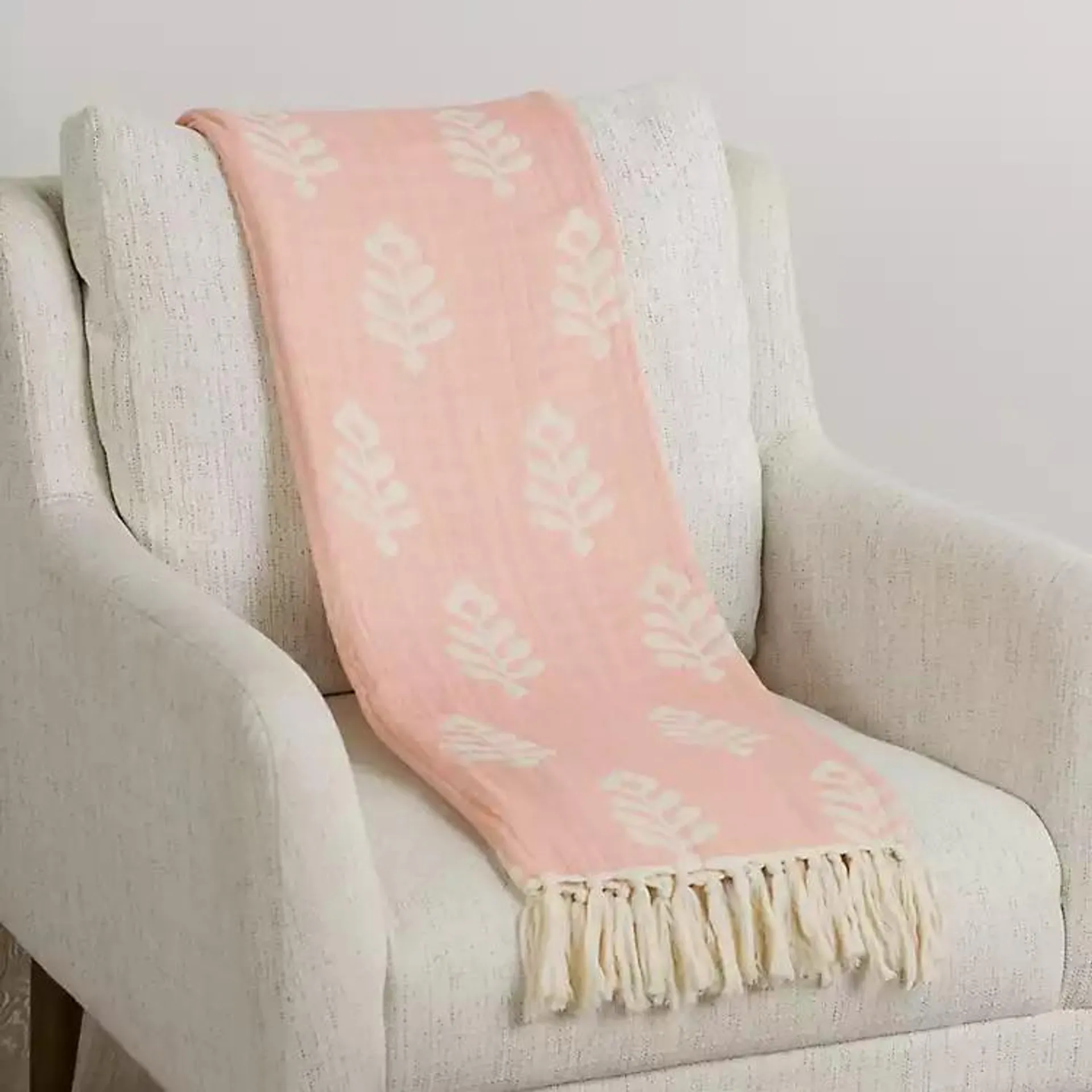 Coral Flower Reversible Gauze Throw