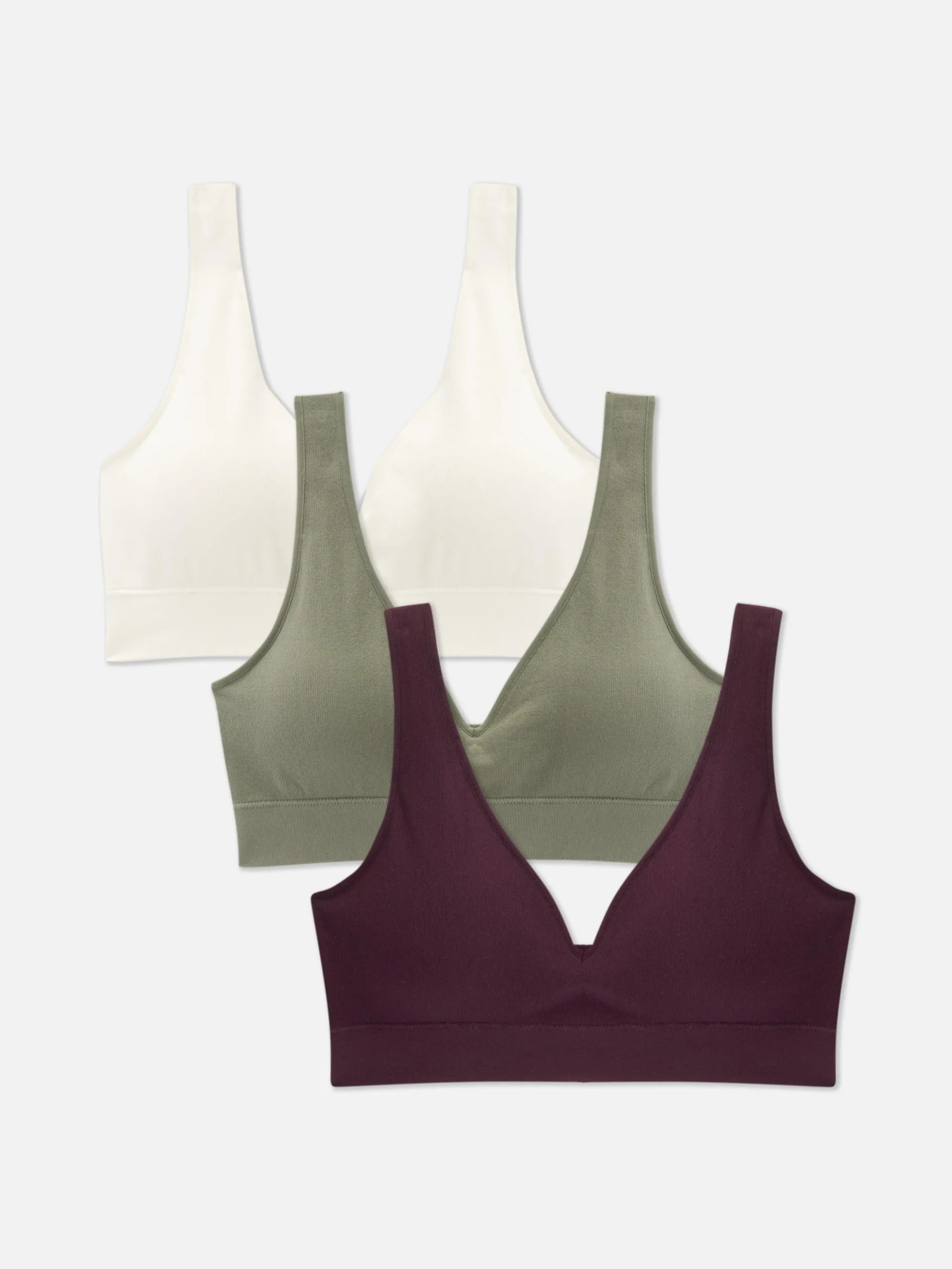 Lot de 3 brassières tendance sans couture à col en V