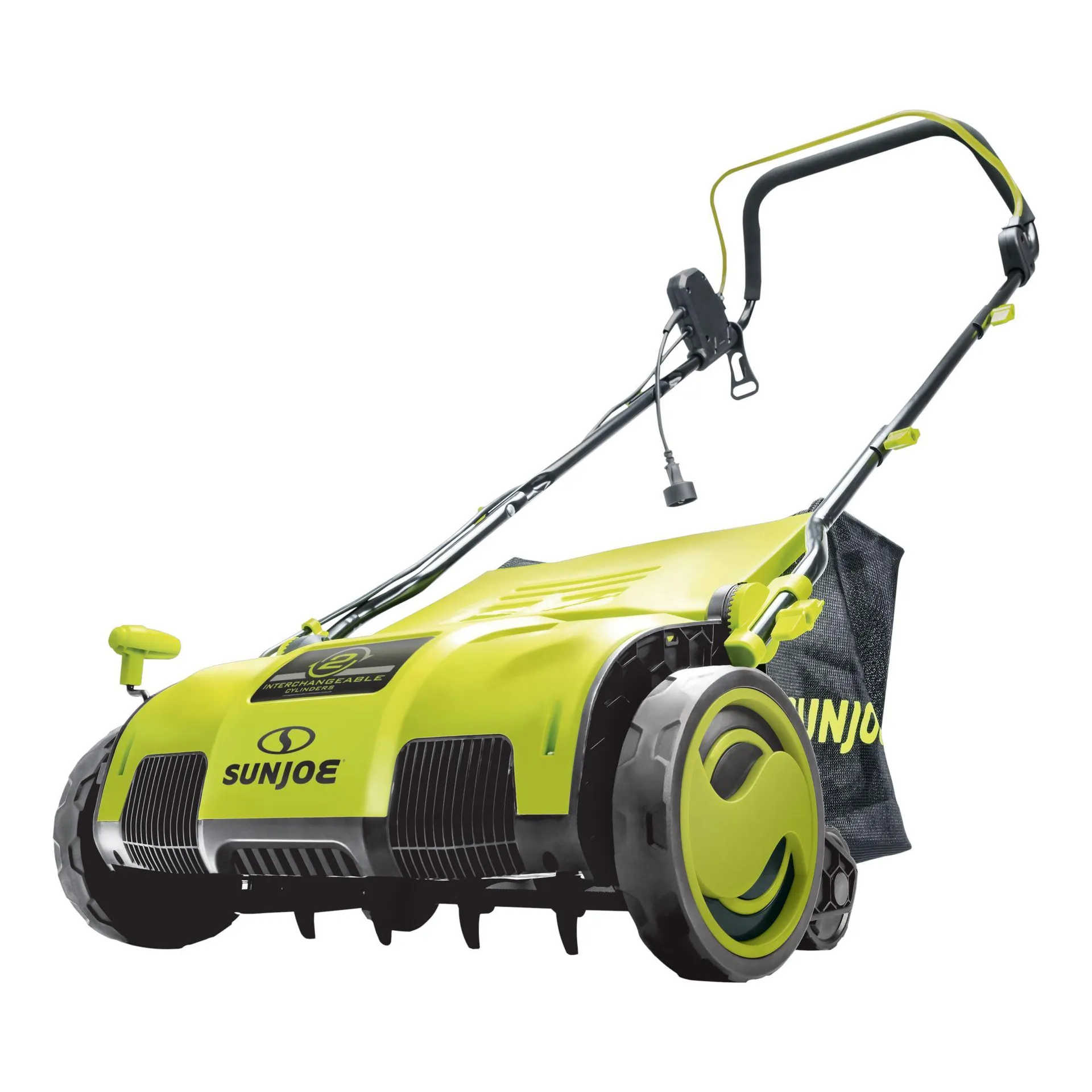 Sun Joe 15" 13A Electric Scarifier and Lawn Dethatcher with 13.2-Gallon Collection Bag - Green