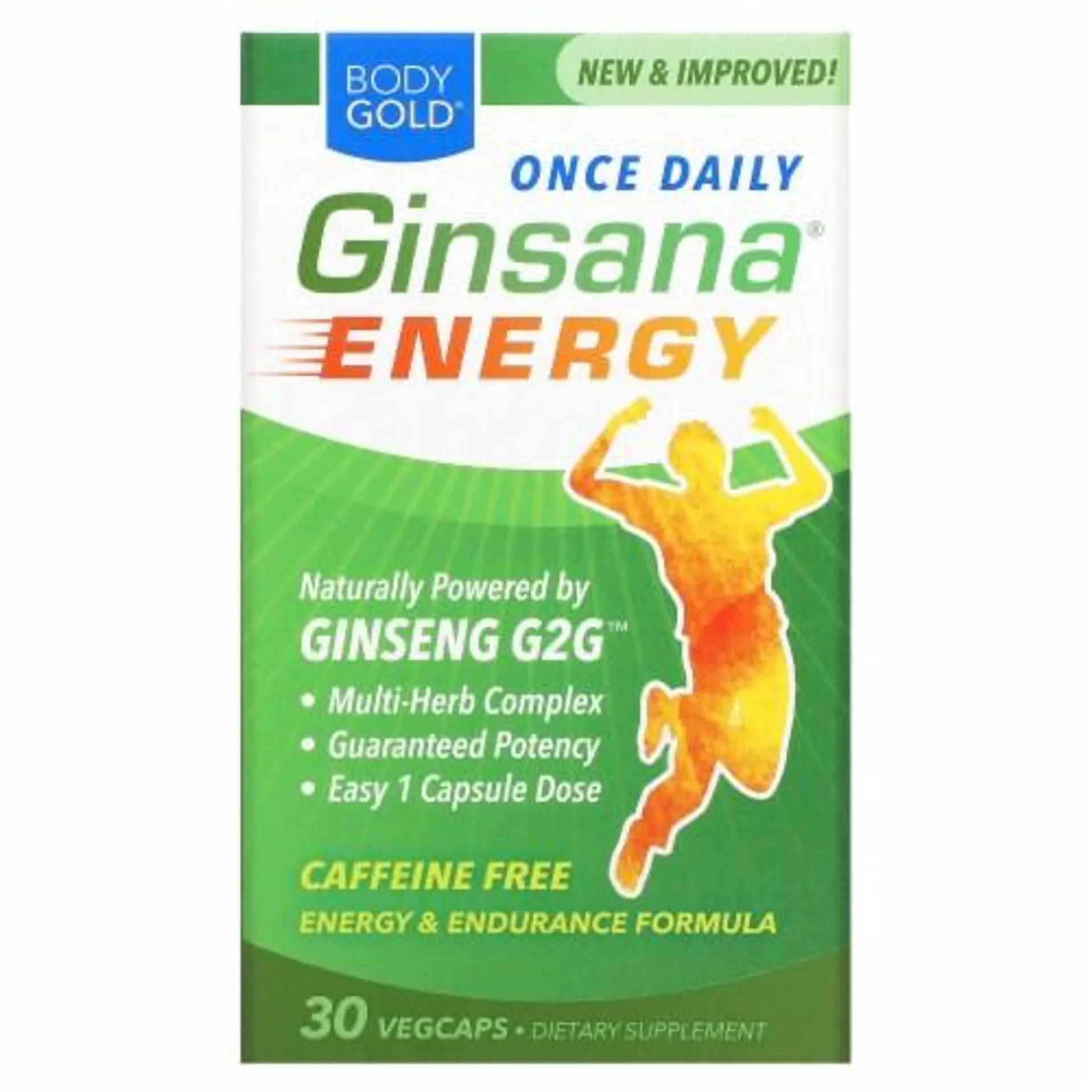 BodyGold Ginsana Energy Caffeine Free - 30 VegCaps