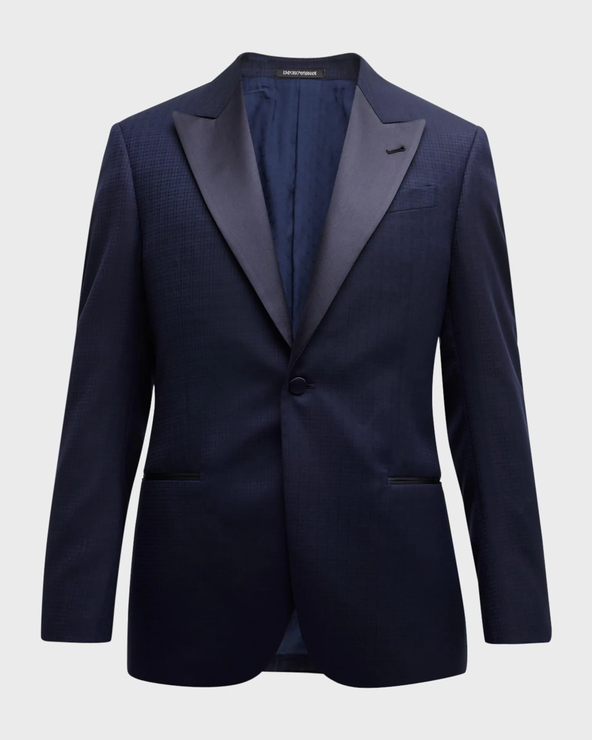 Men's Peak-Lapel Check Dinner Jacket