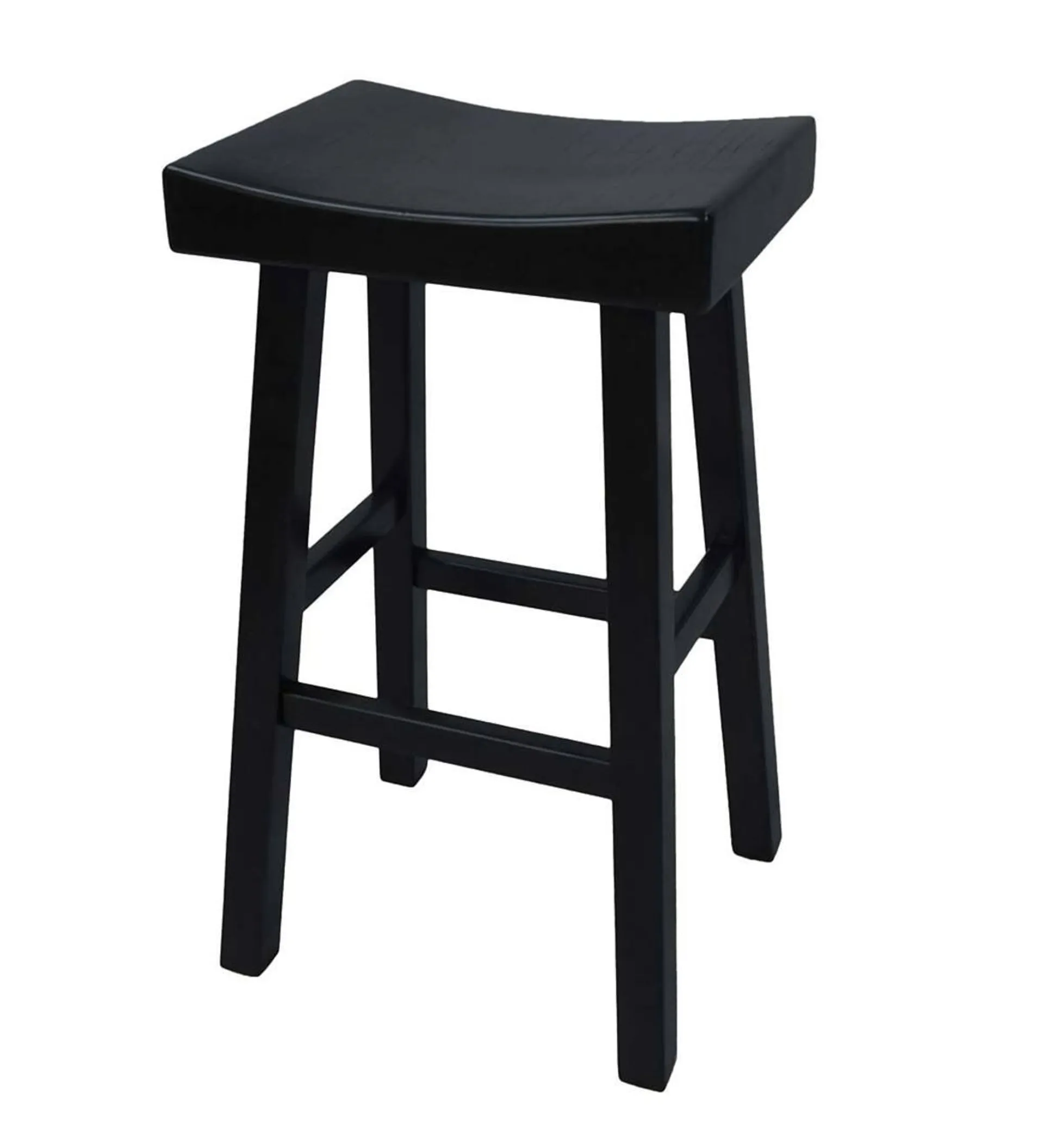 30" Wood Saddle Bar Stool - Black