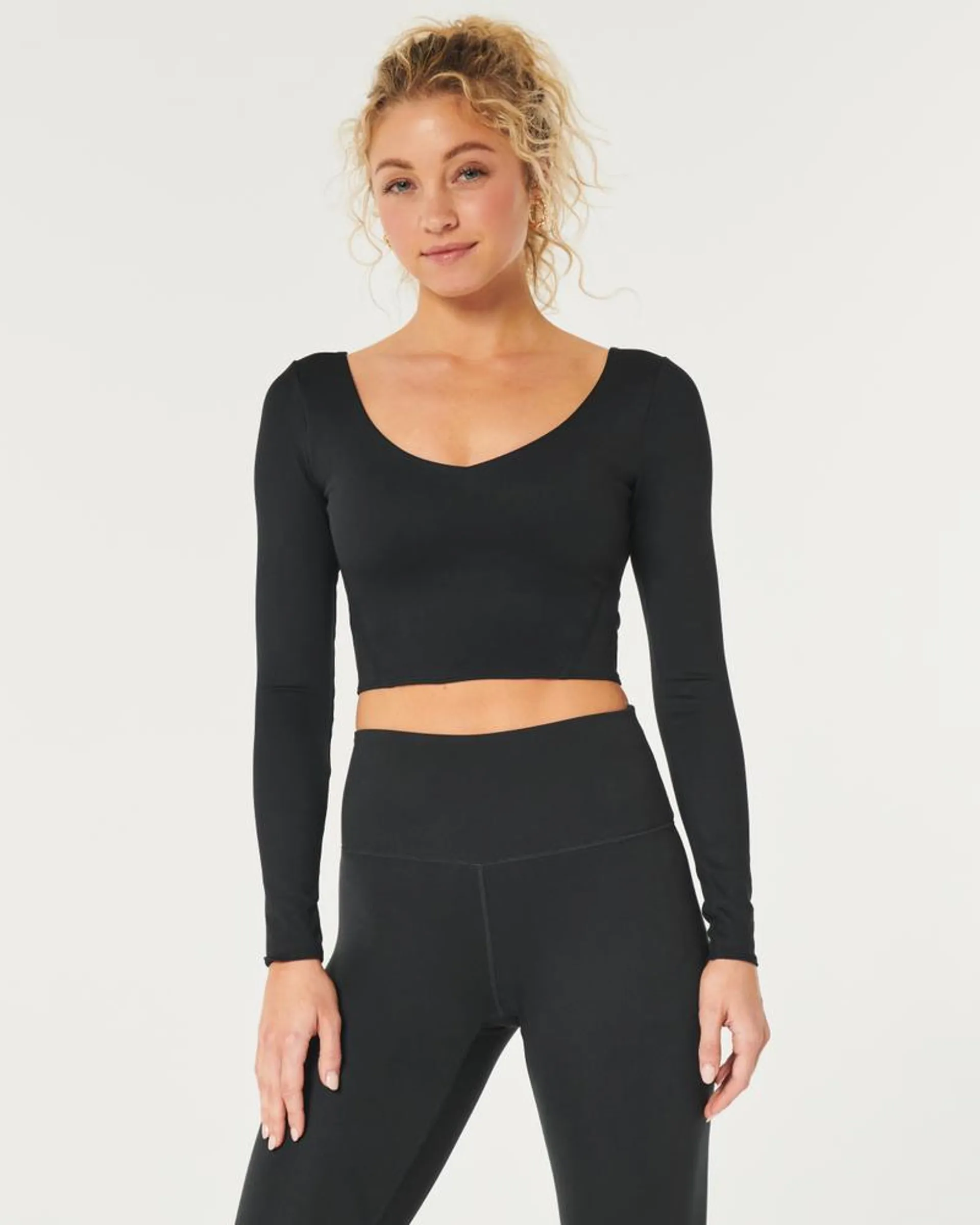 Gilly Hicks Active Recharge Long-Sleeve V-Neck Top