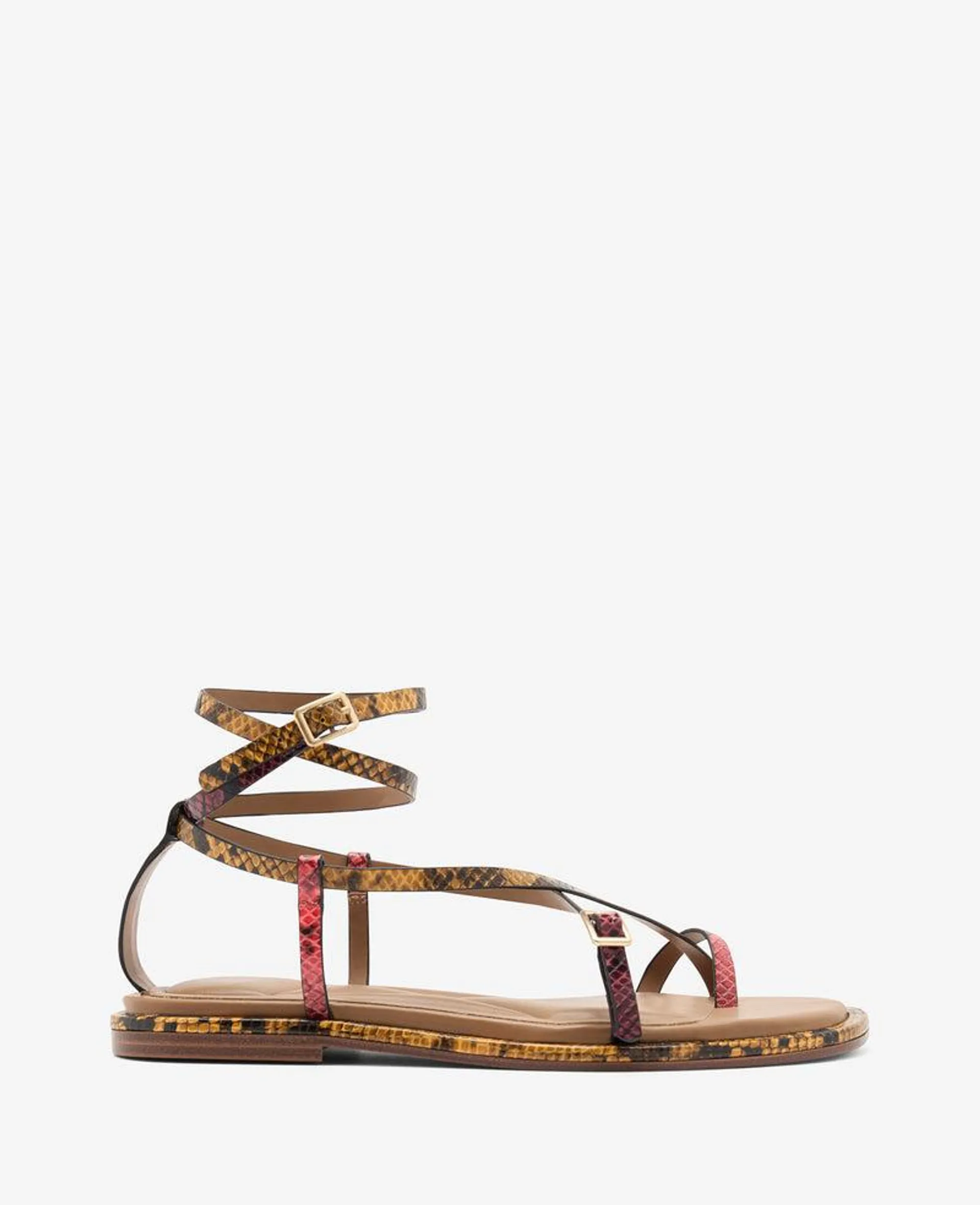 Paros Multi Color Snake Print Sandal