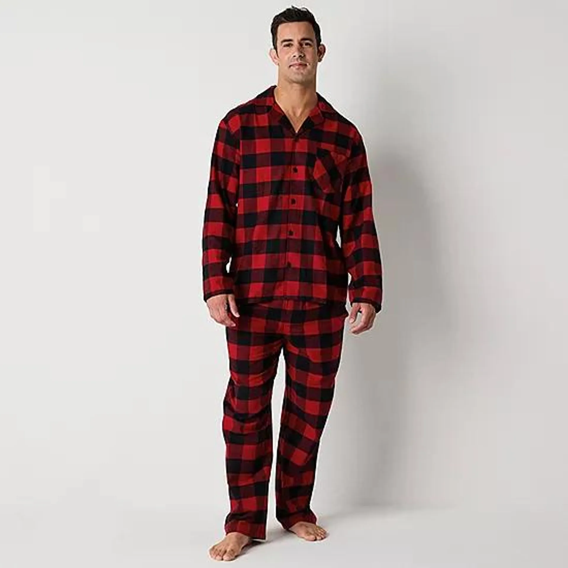 North Pole Trading Co. Mens Flannel Long Sleeve 2-pc. Matching Family Pant Pajama Set