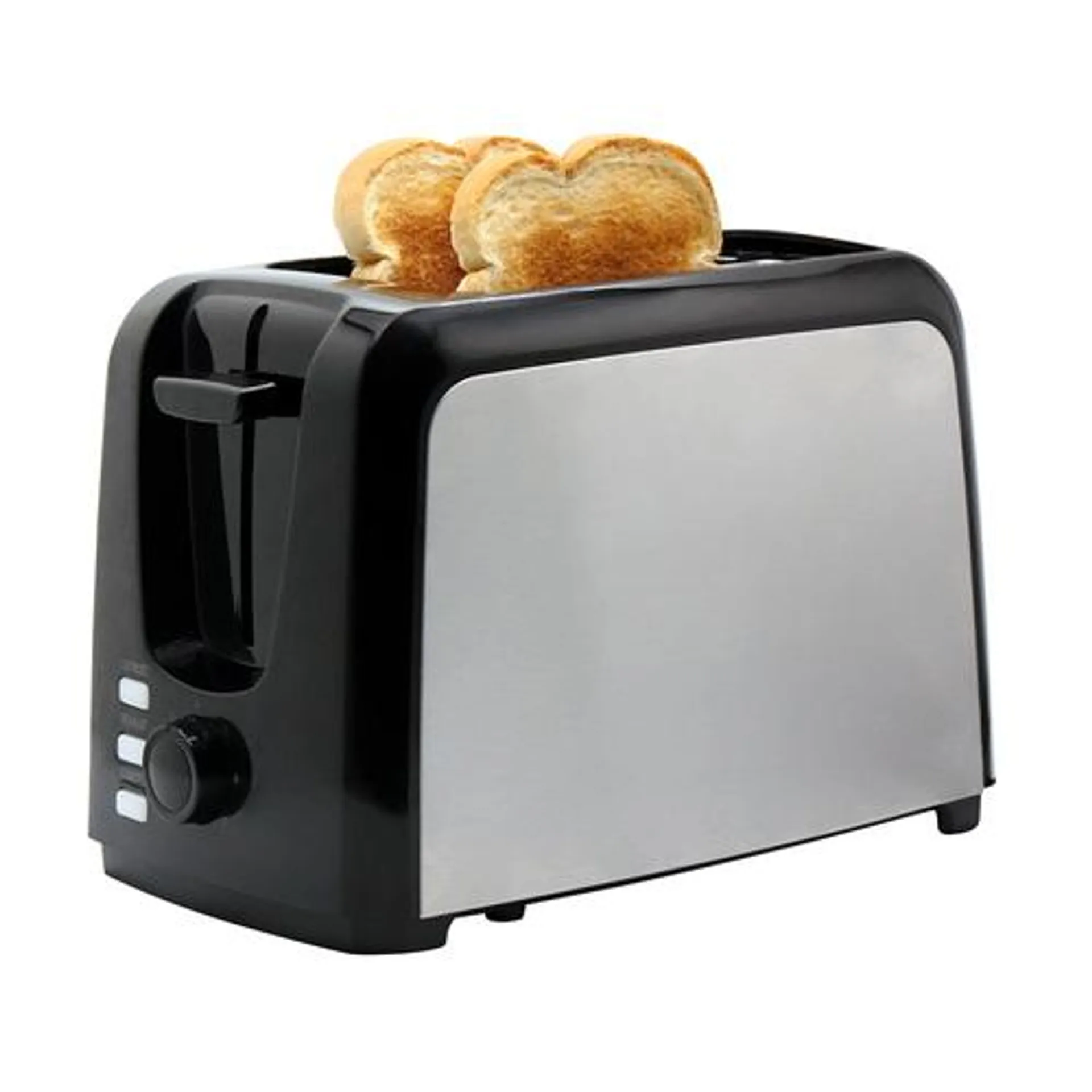 2-Slice 7-Shade Stainless Steel Toaster with Reheat, Defrost and Cancel Functions in Black