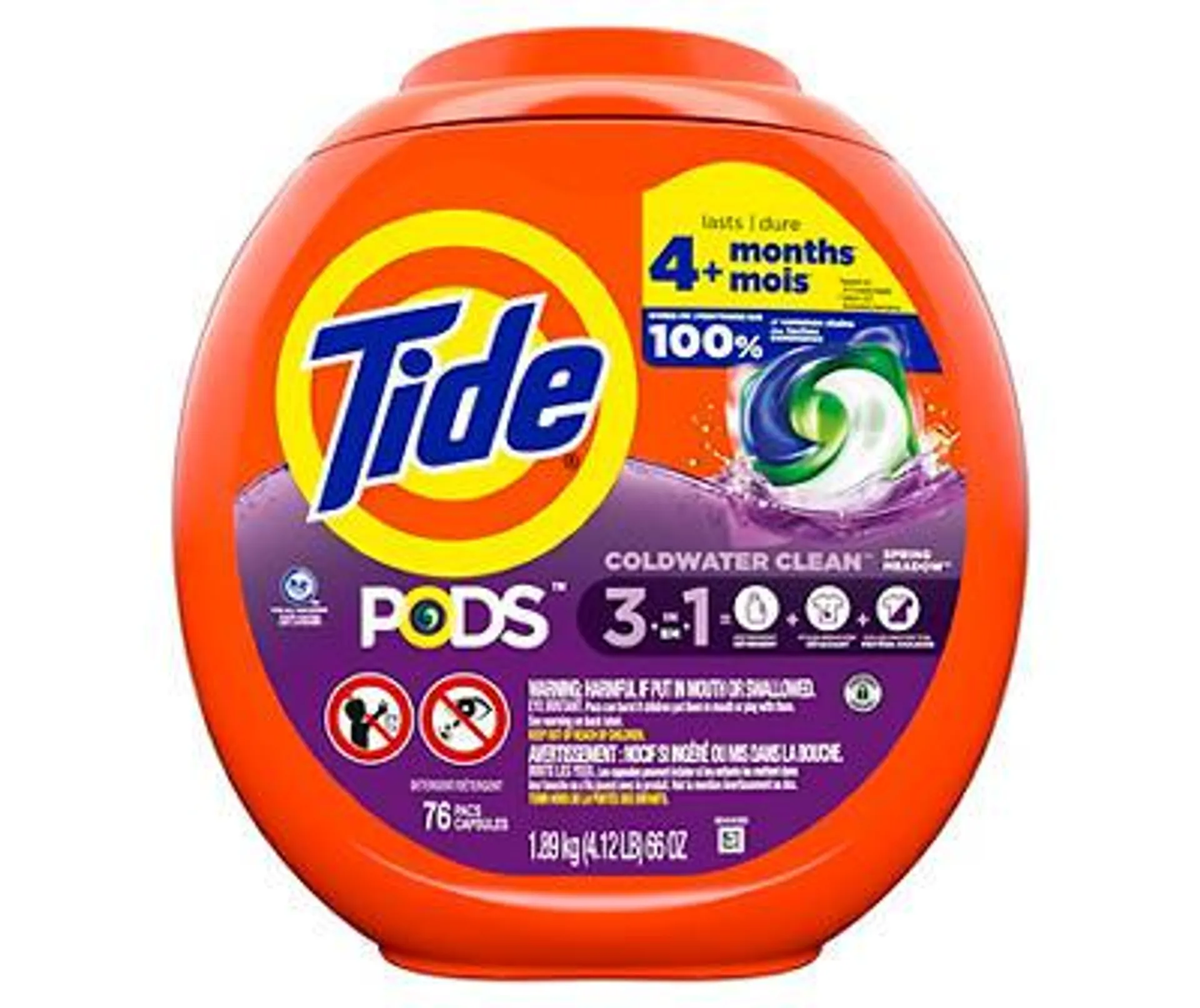 Spring Meadow PODS 3in1 Liquid Laundry Detergent Pacs, 76-Count