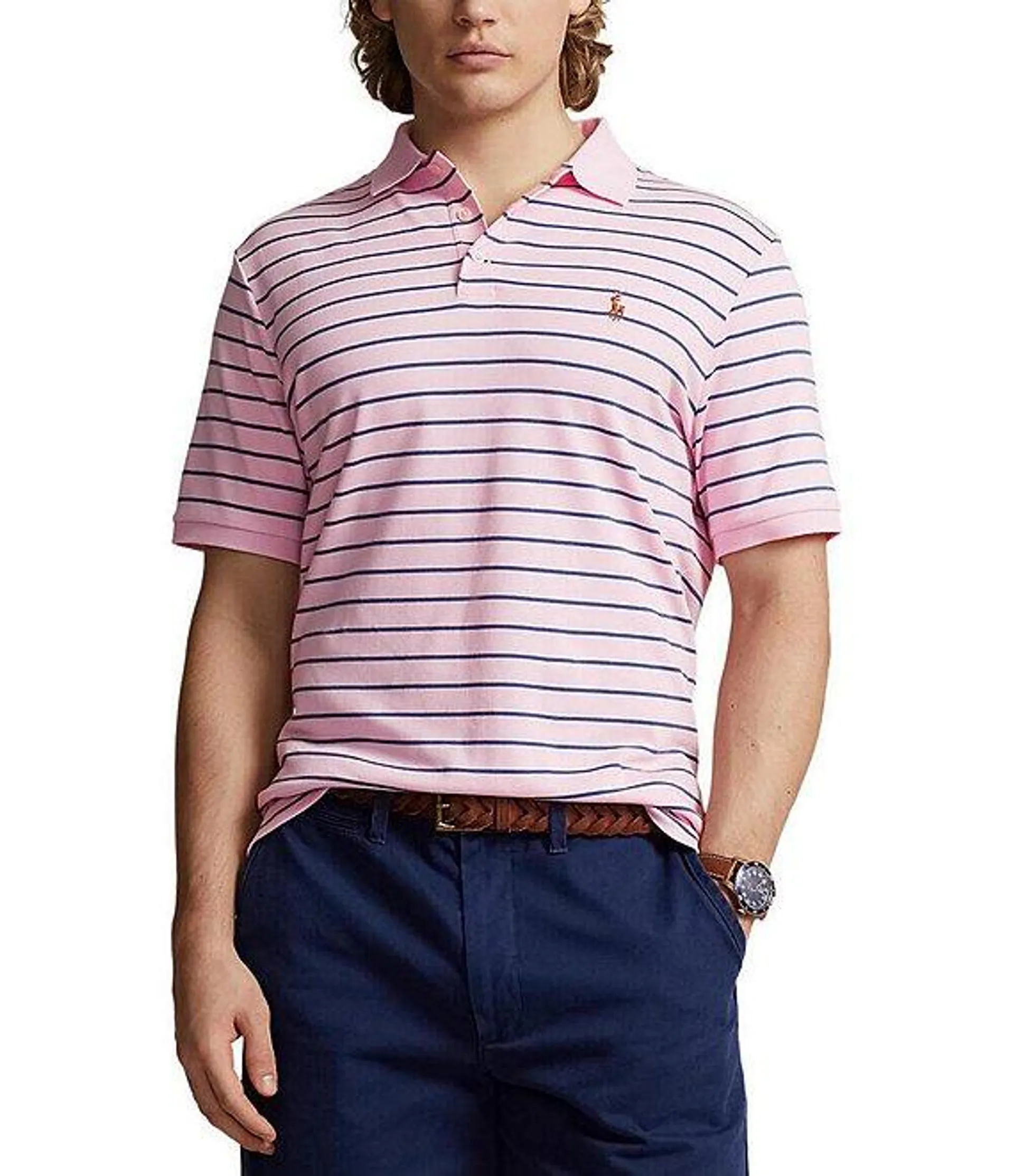 Classic Fit Striped Short Sleeve Cotton Polo Shirt