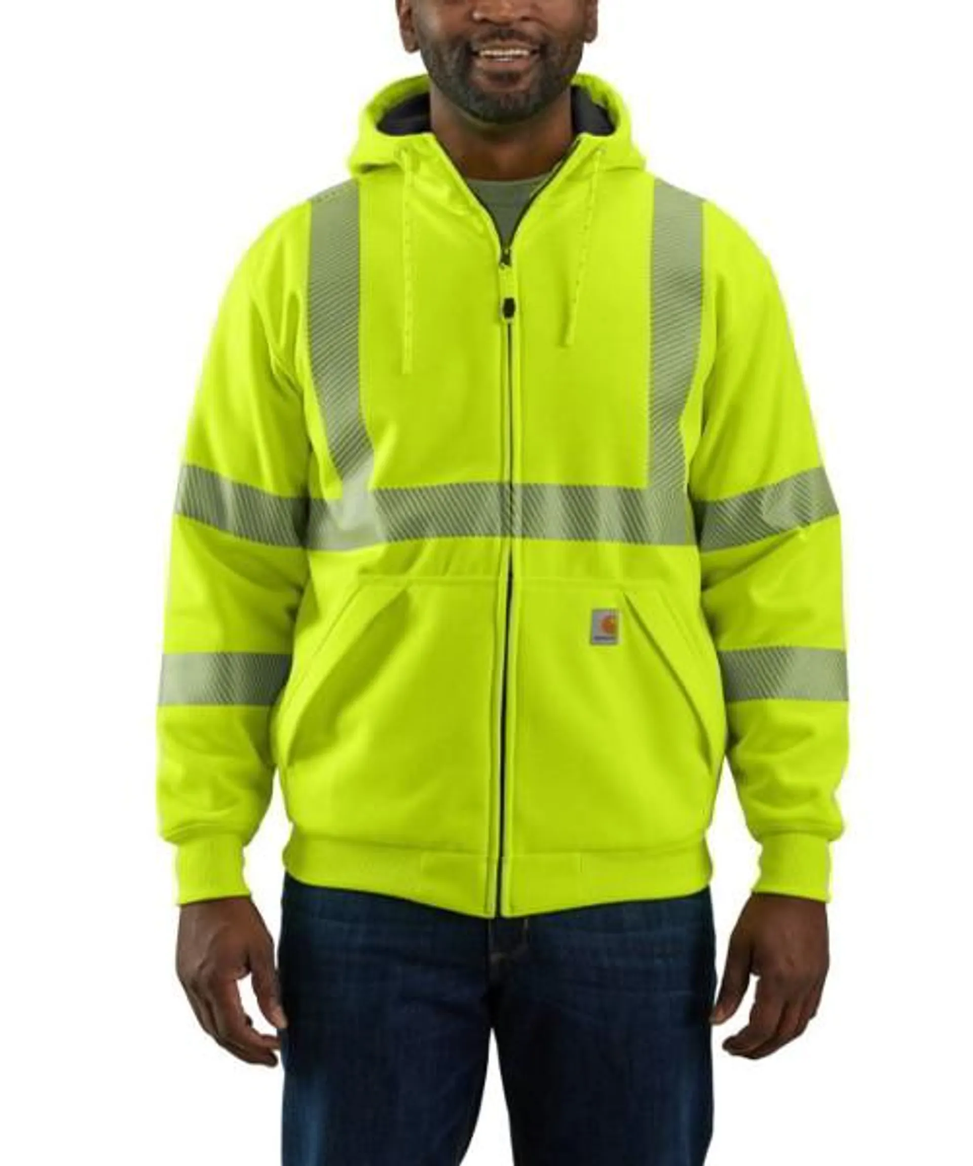Carhartt Mens High-Visibility Loose-Fit Midweight Thermal-Lined Full Zip Class 3 Sweatshirt