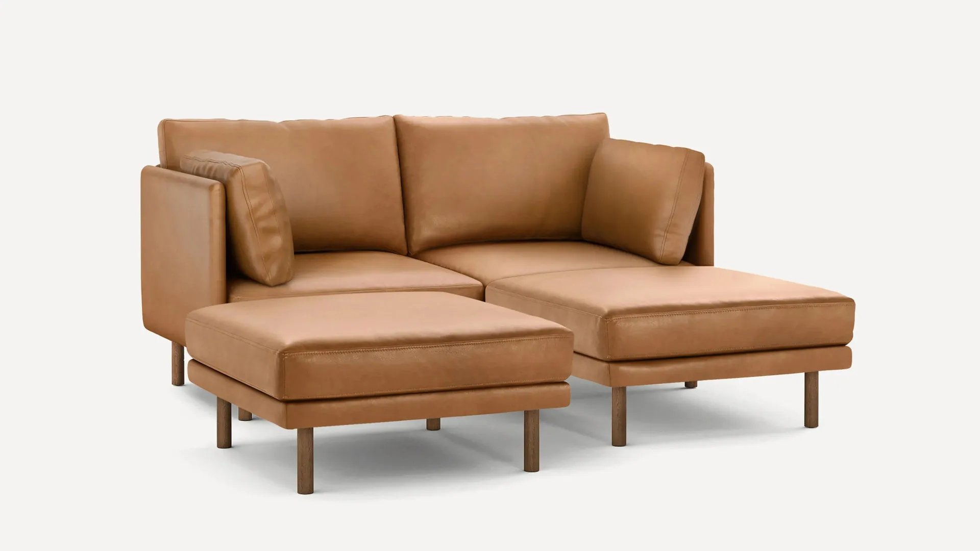 Field Leather 3-Piece Sectional Lounger with Ottoman