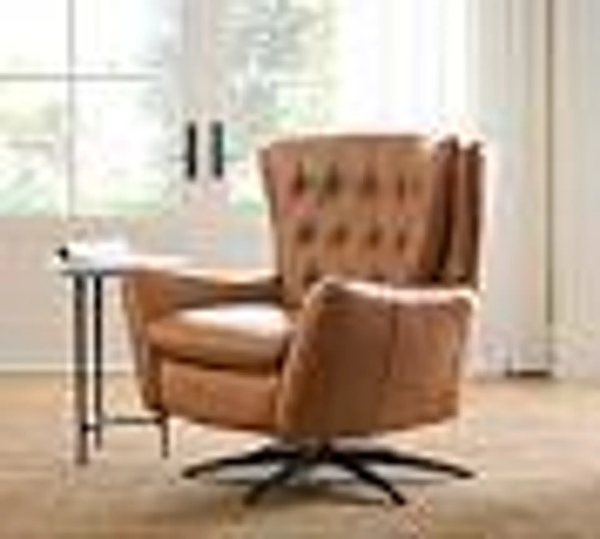 Wells Tufted Leather Swivel Recliner