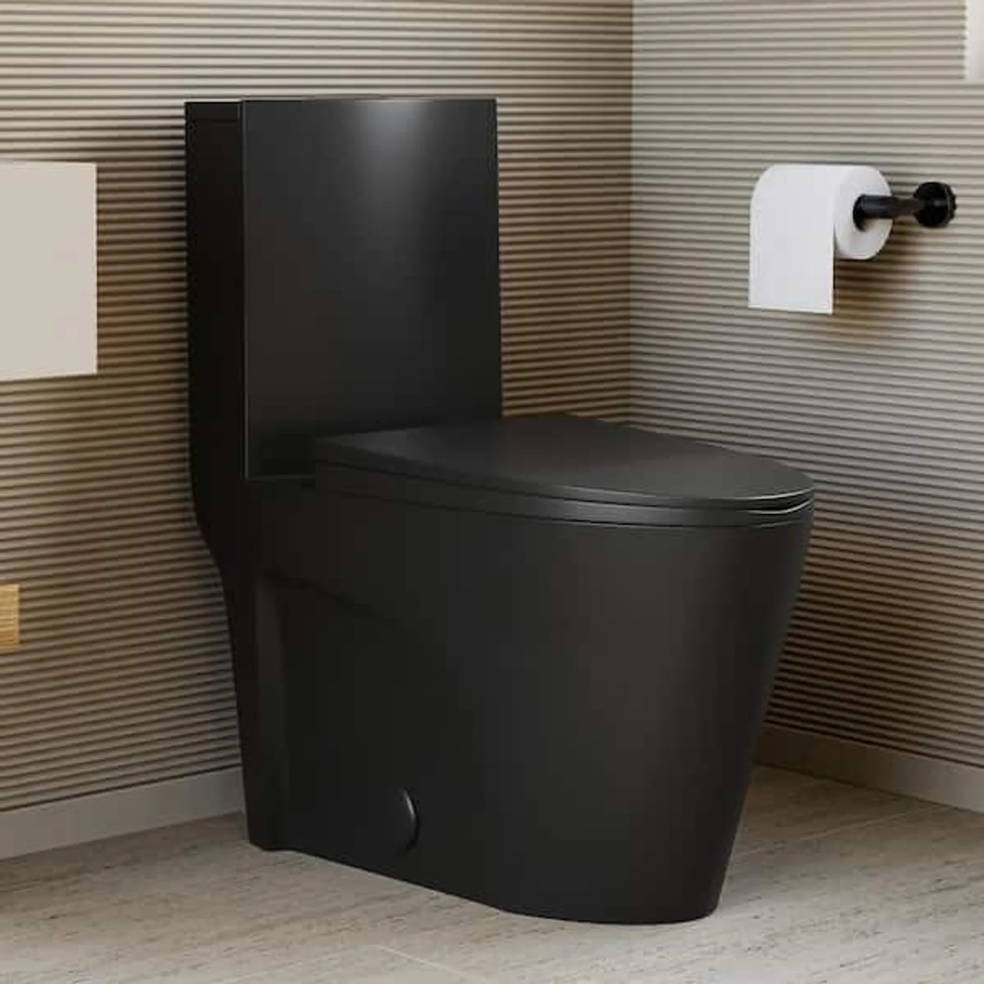 St. Tropez 1-Piece 1.1/1.6 GPF Dual Flush Elongated Toilet in Matte Black Seat Included