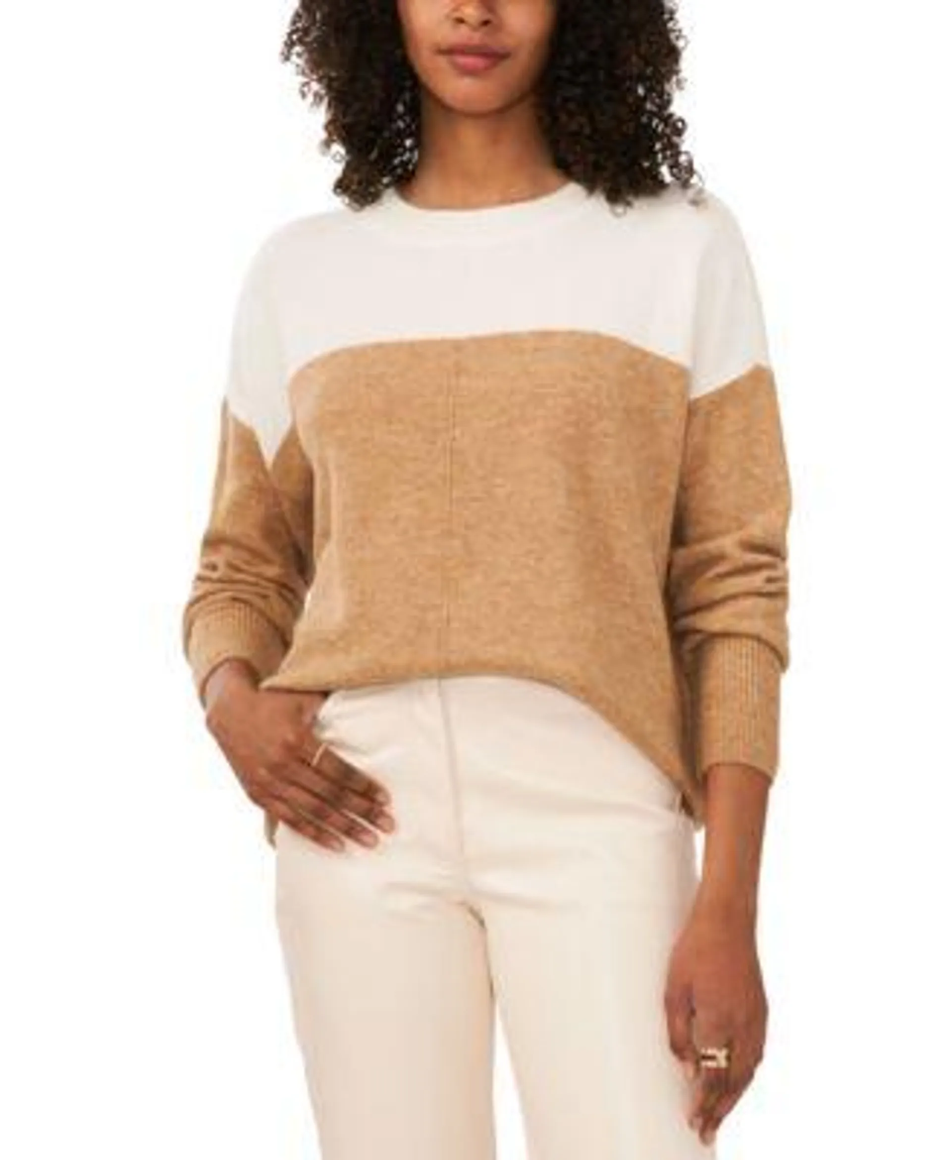 Cozy Extended Shoulder Color Blocked Sweater