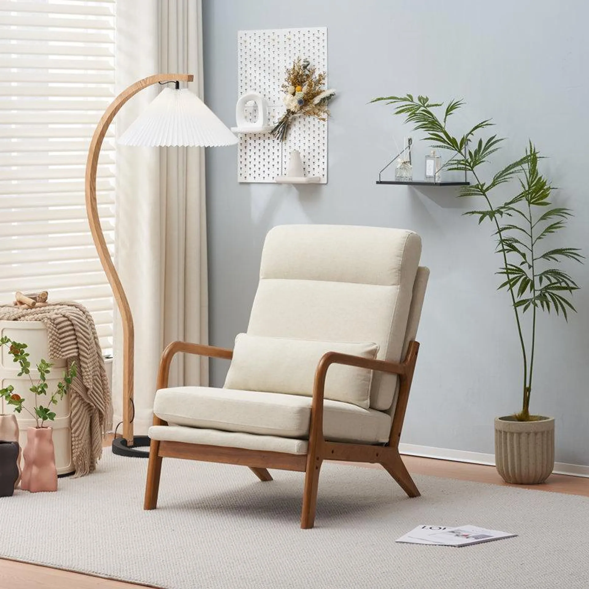 Lemley 25.6" Wide Armchair Solid Wood Aceent Chair