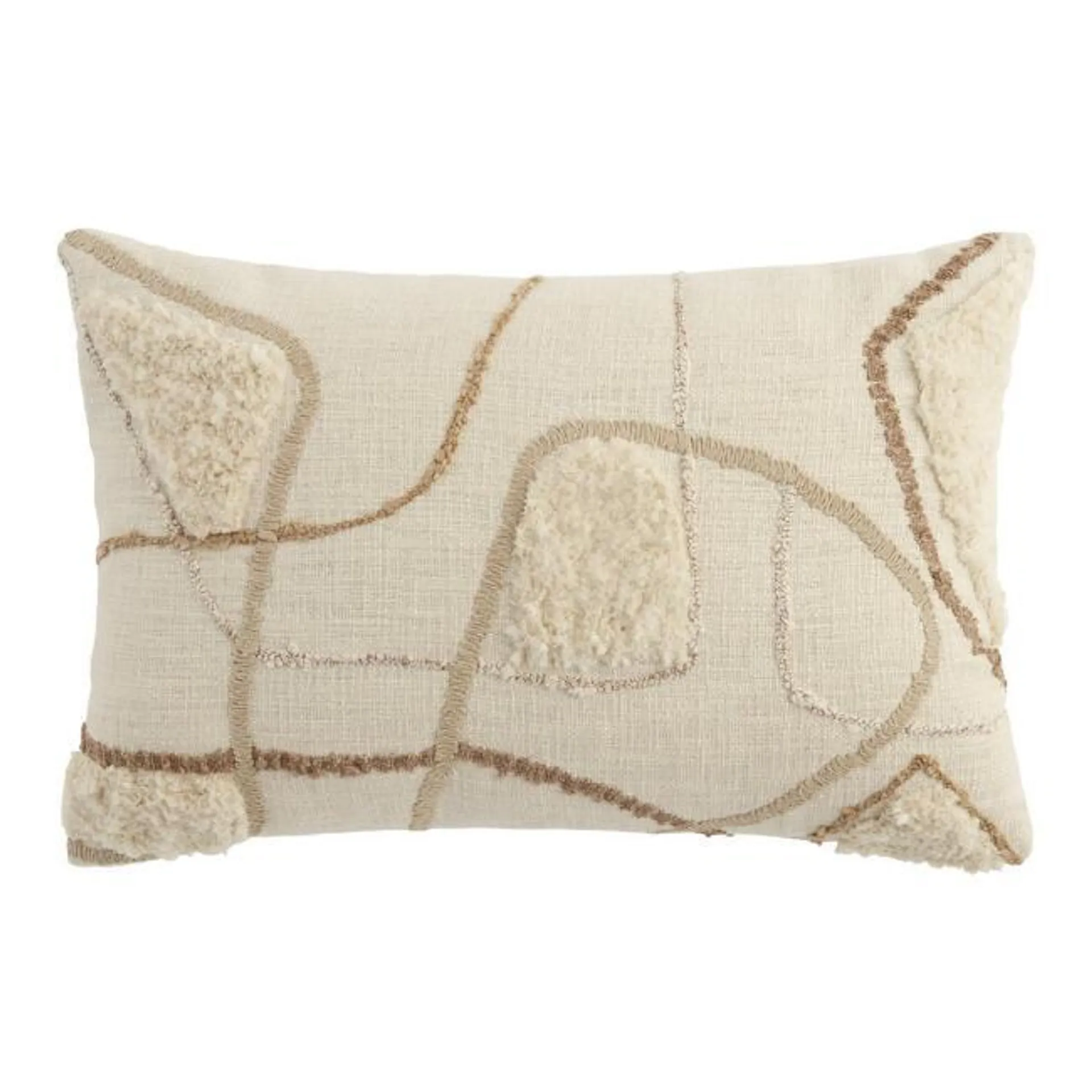 Embroidered Contoured Line Lumbar Pillow