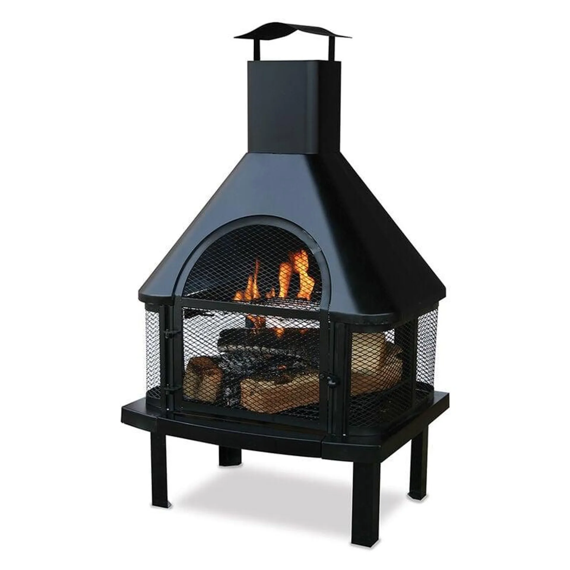 Endless Summer Black Wood-Burning Outdoor Fire Pit with Chimney