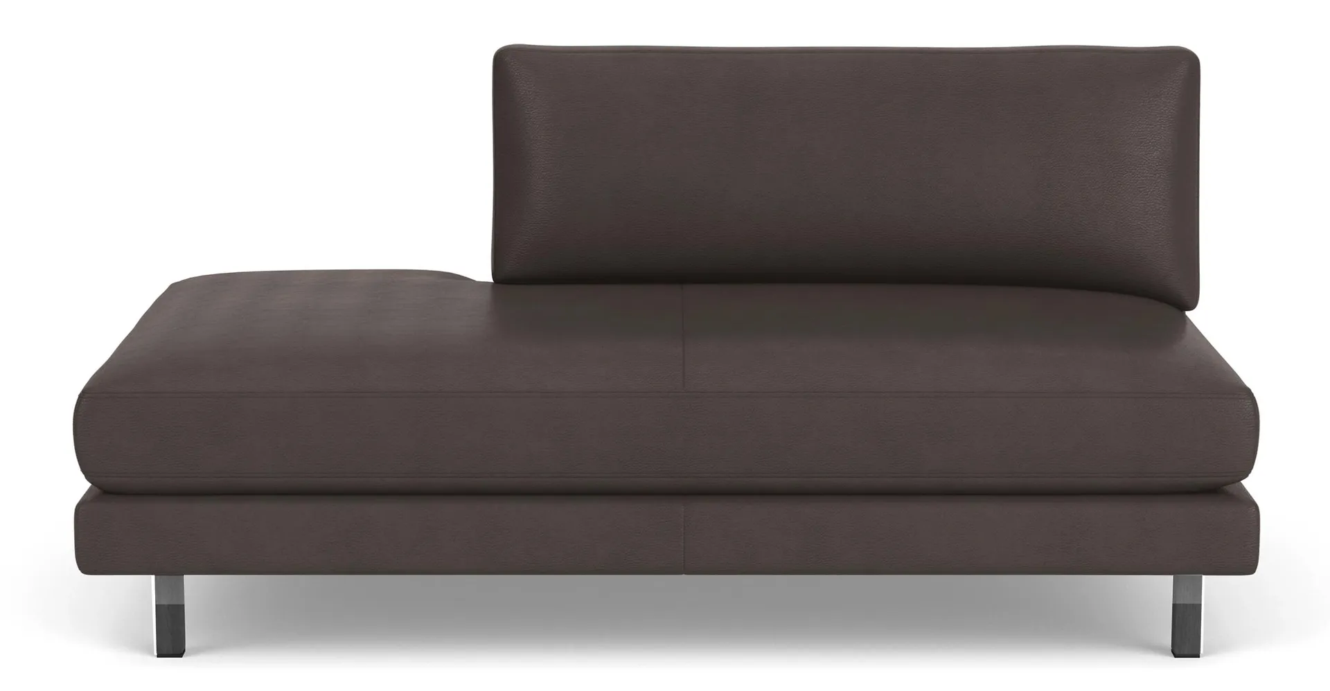 Cade 67" Right-Back Sofa in Urbino Smoke Leather with Natural Steel Legs