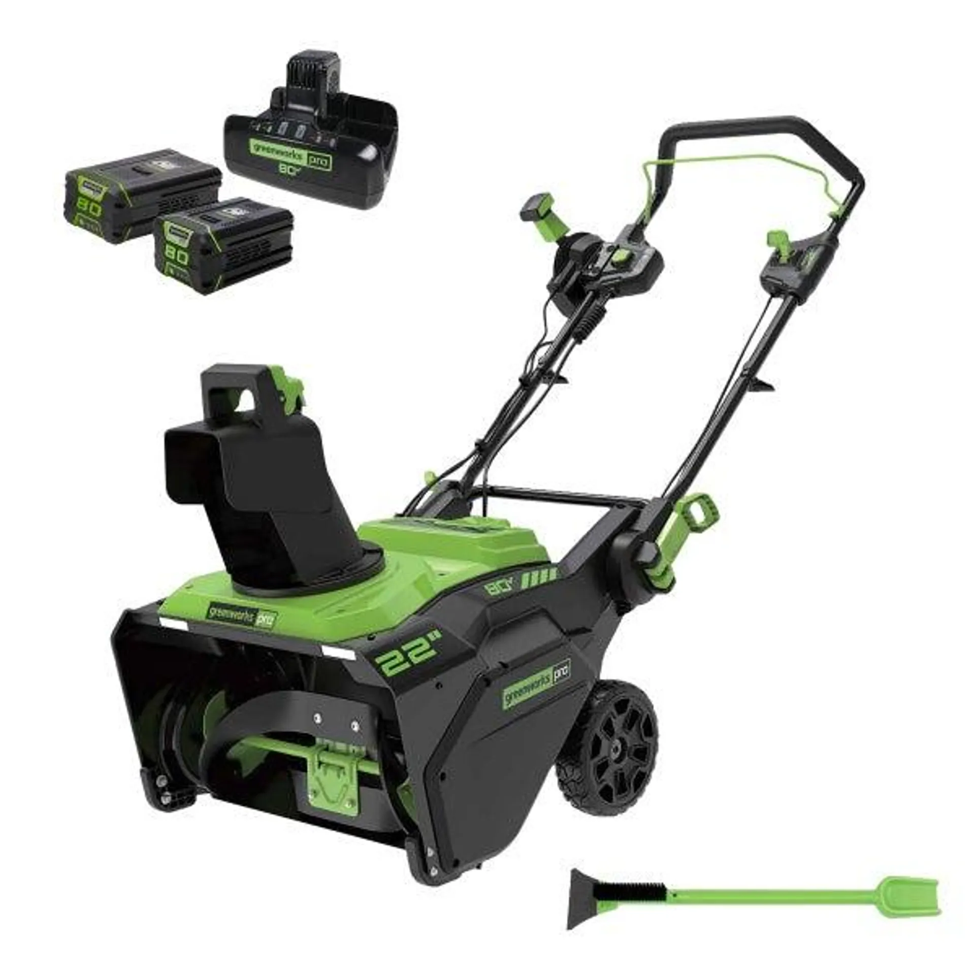 Greenworks 22” Snow Blower w/(1) 4Ah & (1) 2Ah Batteries - 4A Charger