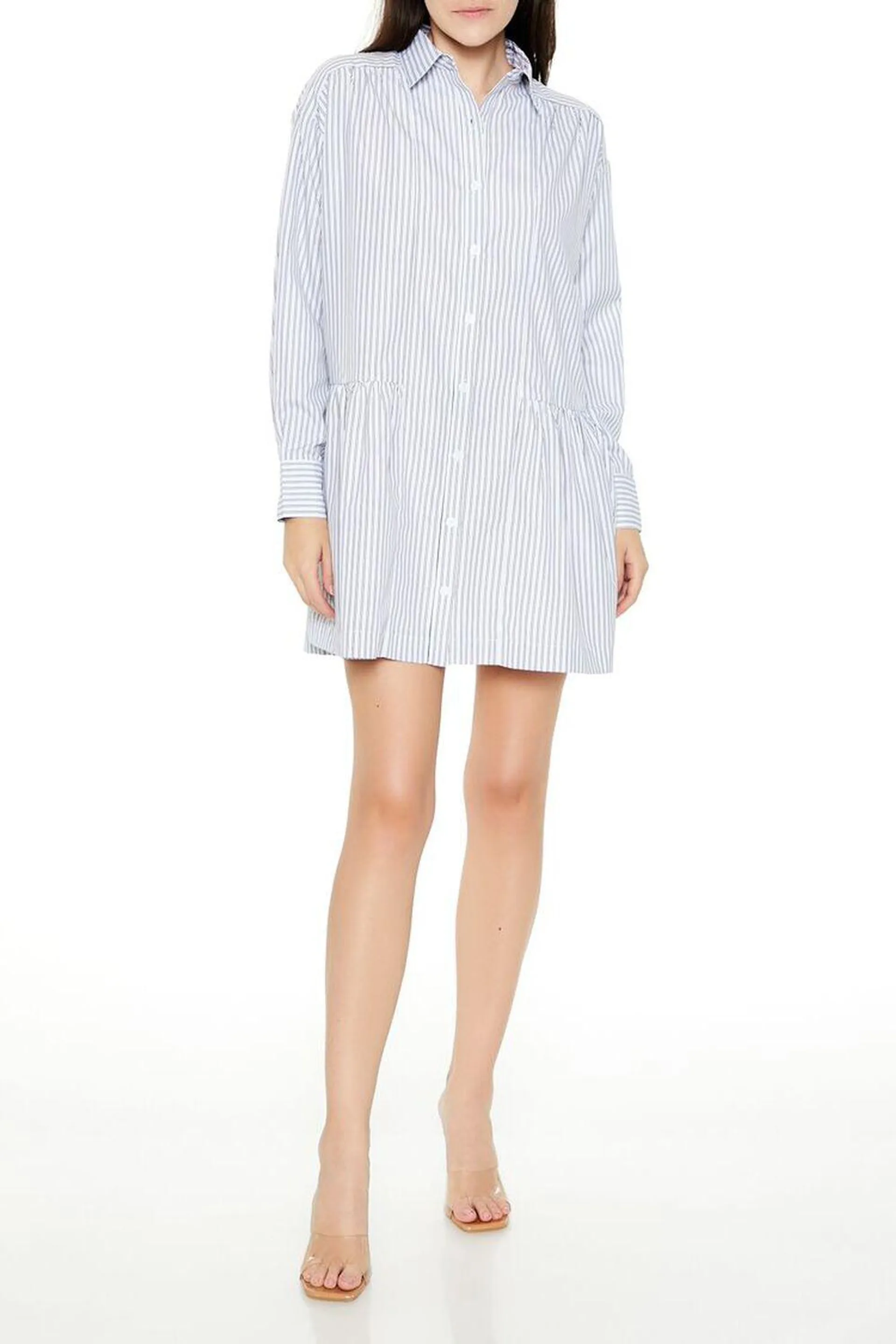 Striped Poplin Shirt Dress